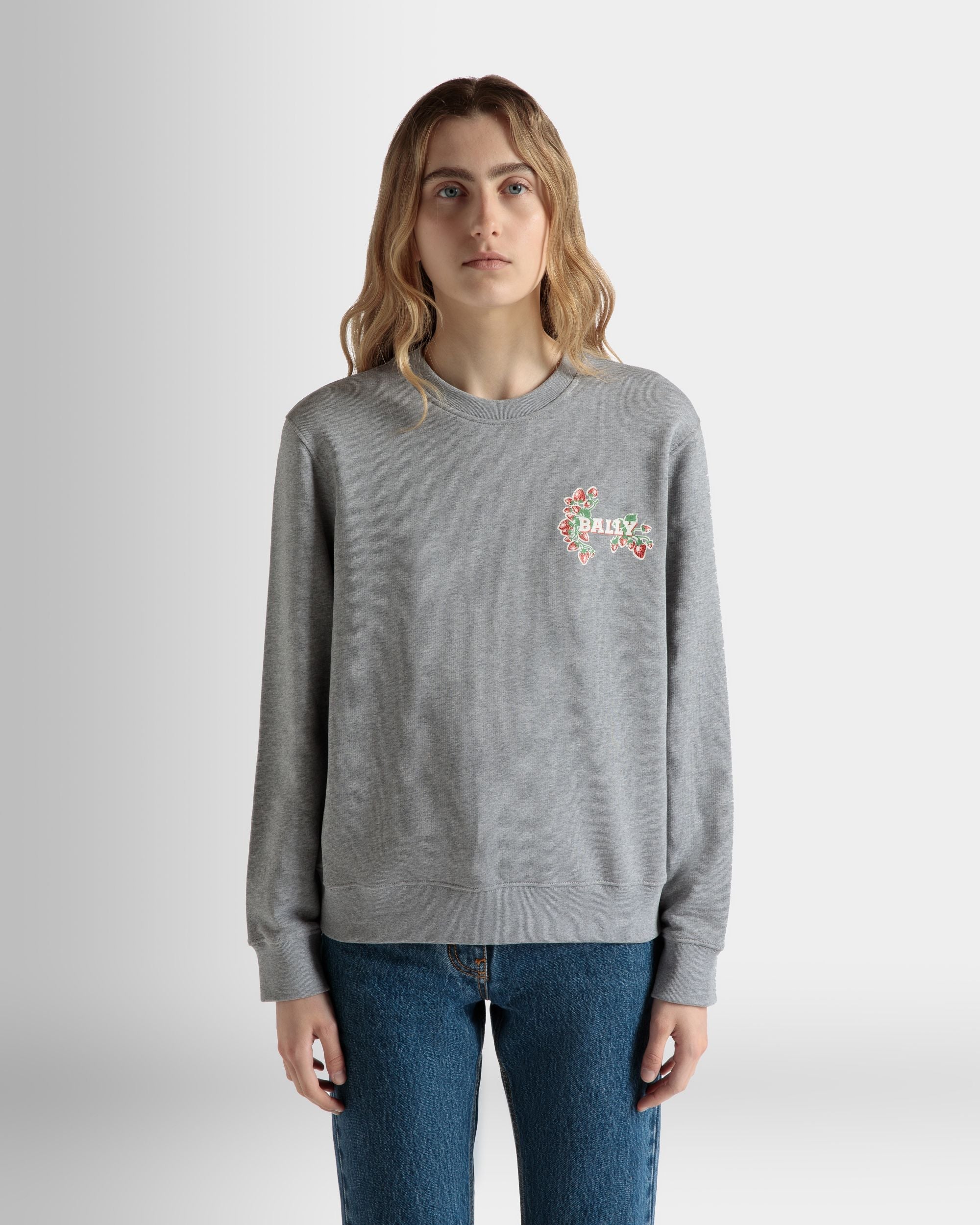 Bally Global - Sudadera De Cuello Redondo De Algodón Con Estampado Strawberry - Gris