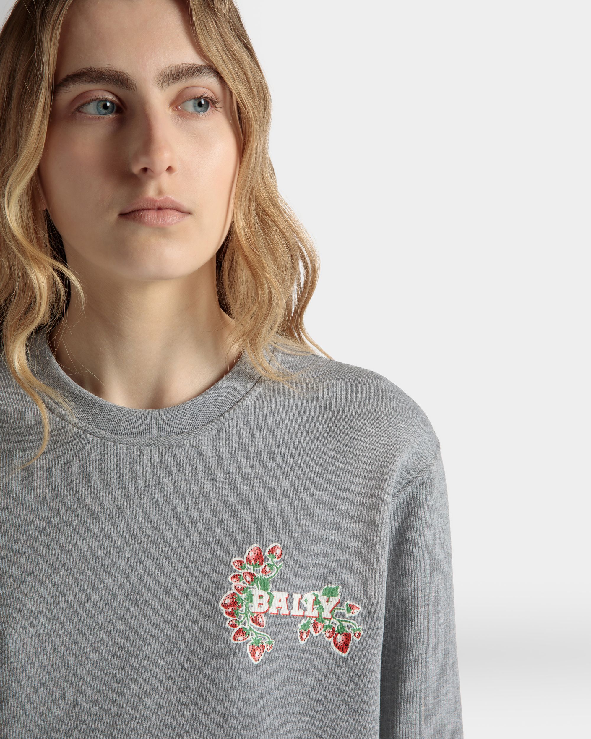 Bally Global - Sudadera De Cuello Redondo De Algodón Con Estampado Strawberry - Gris