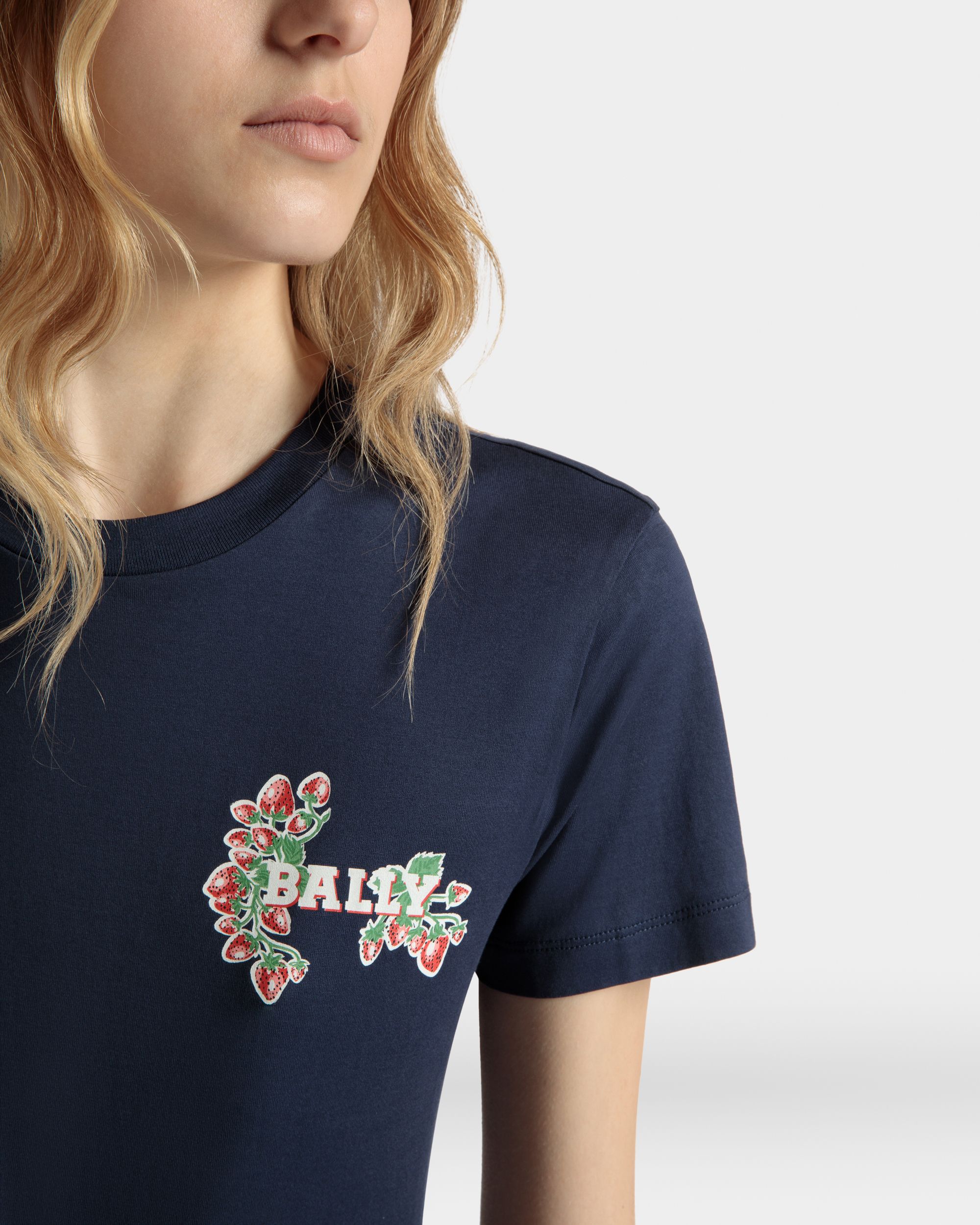 Bally Global - T-Shirt in Strawberry Print Cotton - Blue
