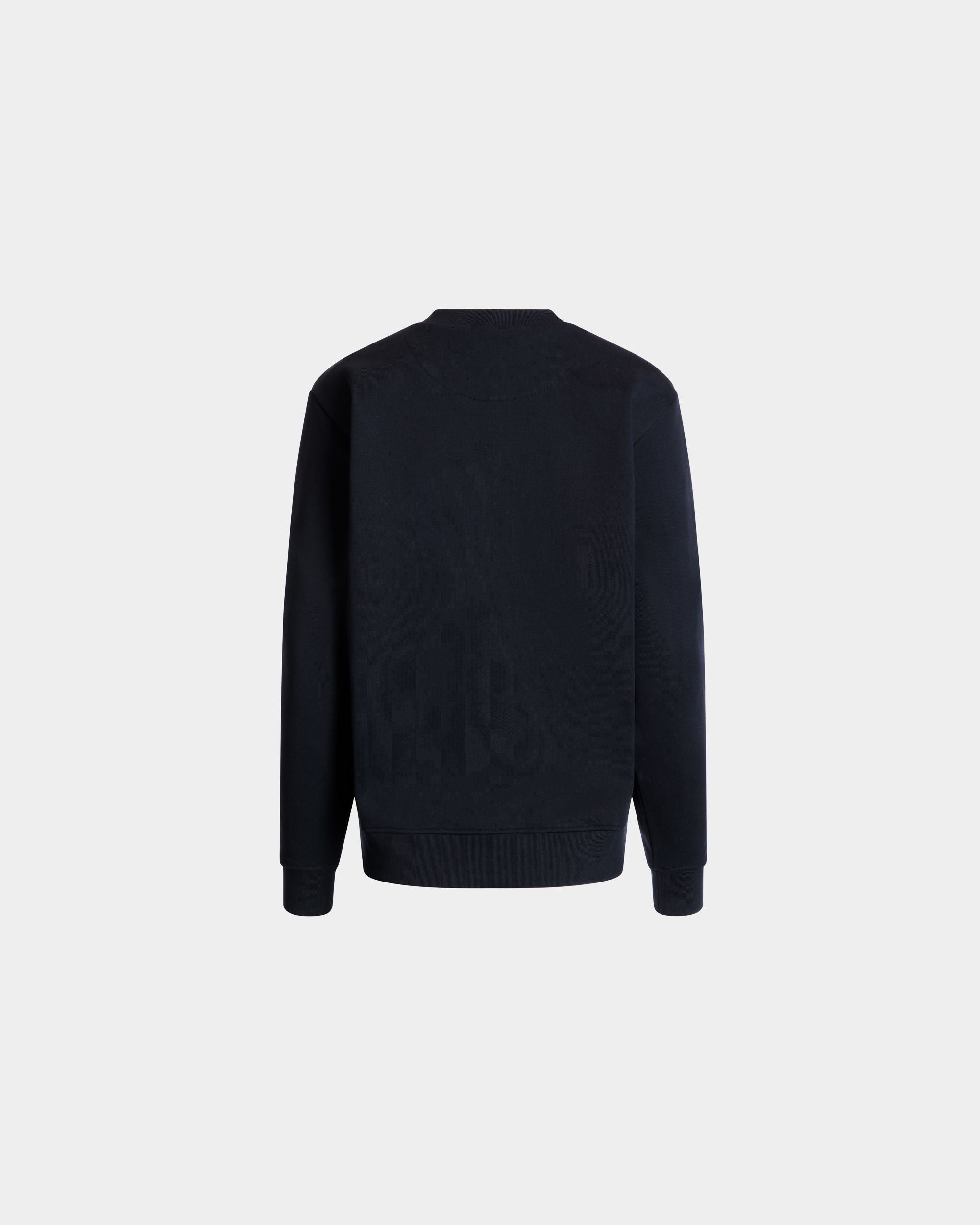 Bally Global - Crewneck With Bally Crest Logo In Navy Blue Cotton - Bleu