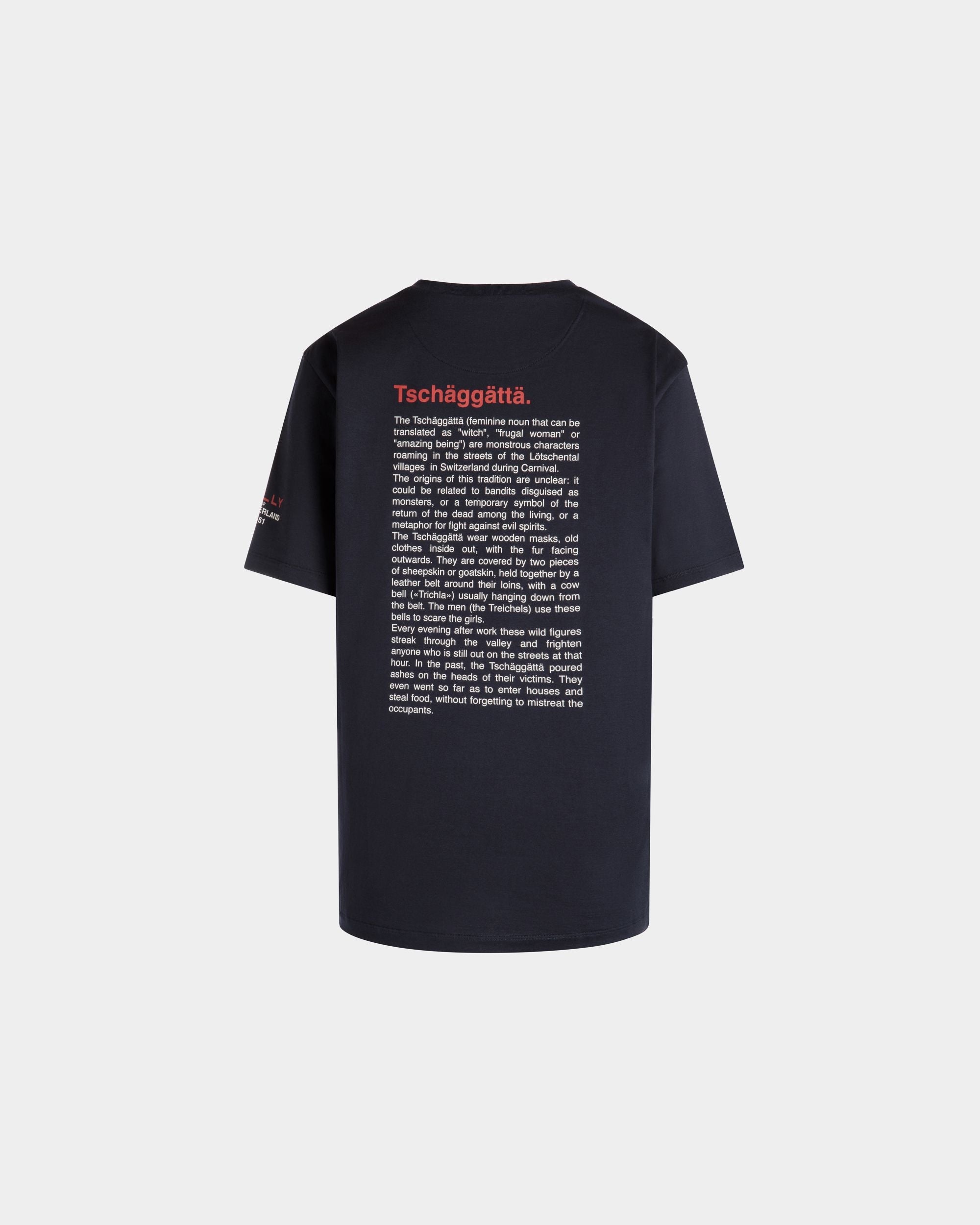 Bally Global - T-Shirt With Forest Mask Prints In Navy Blue Cotton - Blue