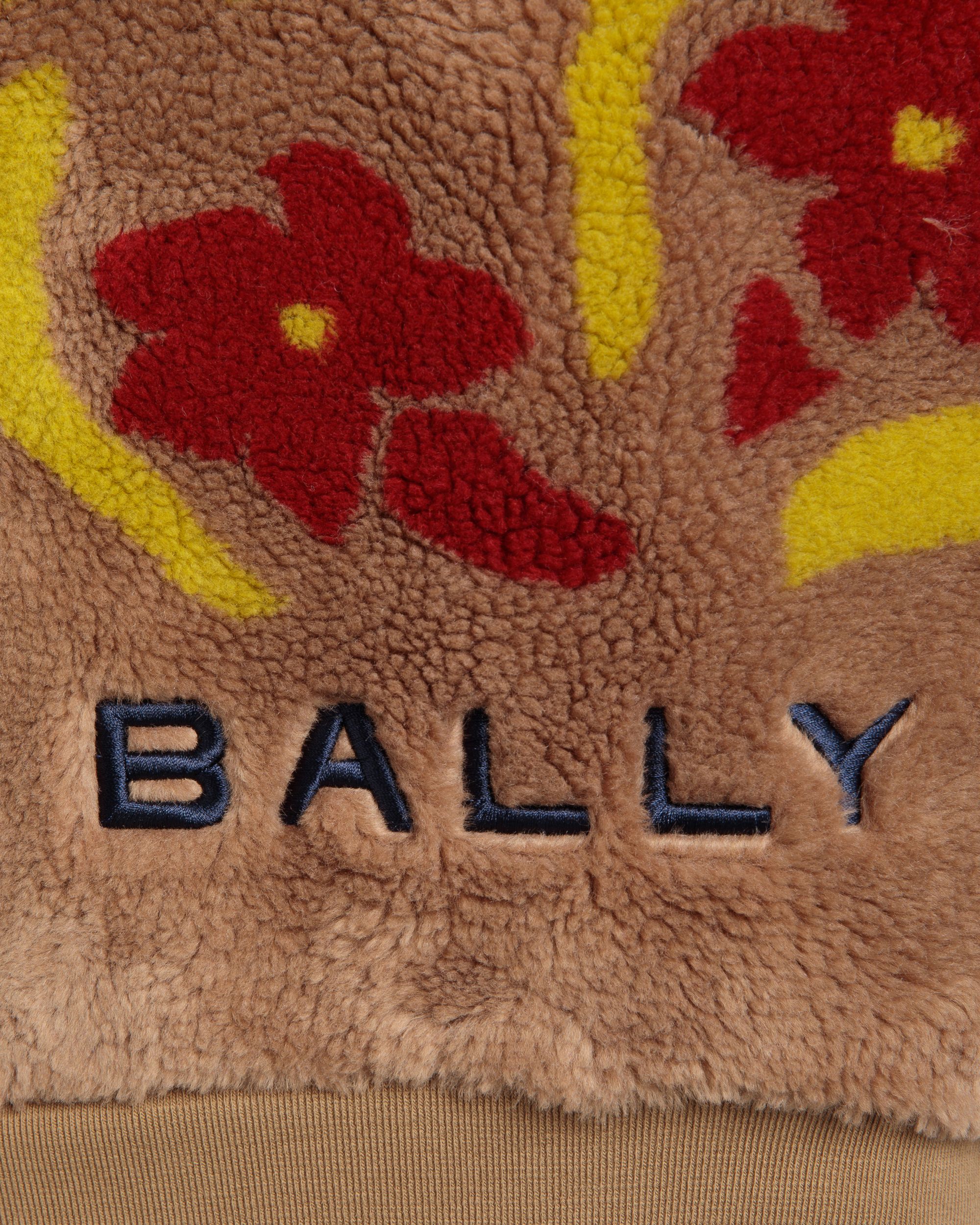 Bally Global - Sweat-Shirt À Glissière Courte De La Capsule D’hiver En Molleton Camel Orné De Fleurs Des Alpes - Beige
