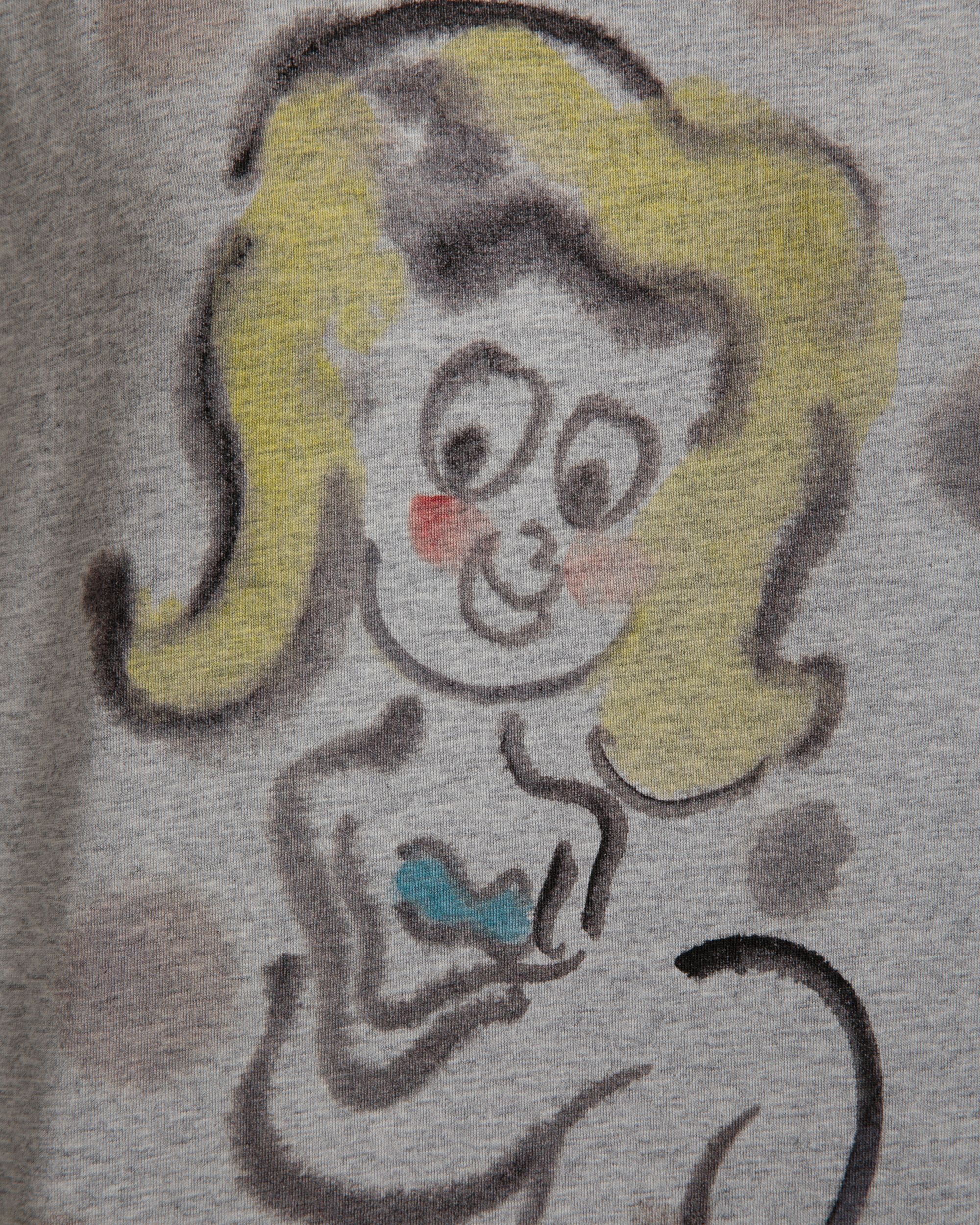 Bally Global - T-Shirt With Mermaid Print In Grey Melange Cotton - Grey