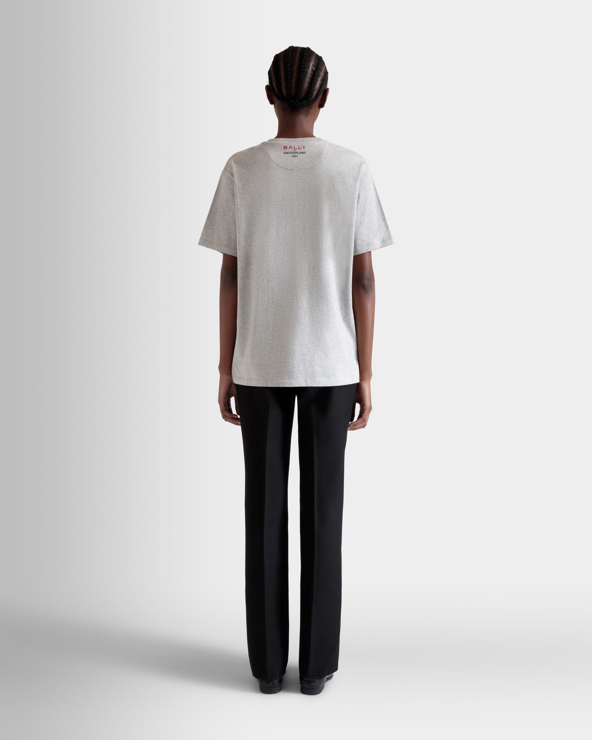 Bally Global - T-Shirt With Mermaid Print In Grey Melange Cotton - Grey