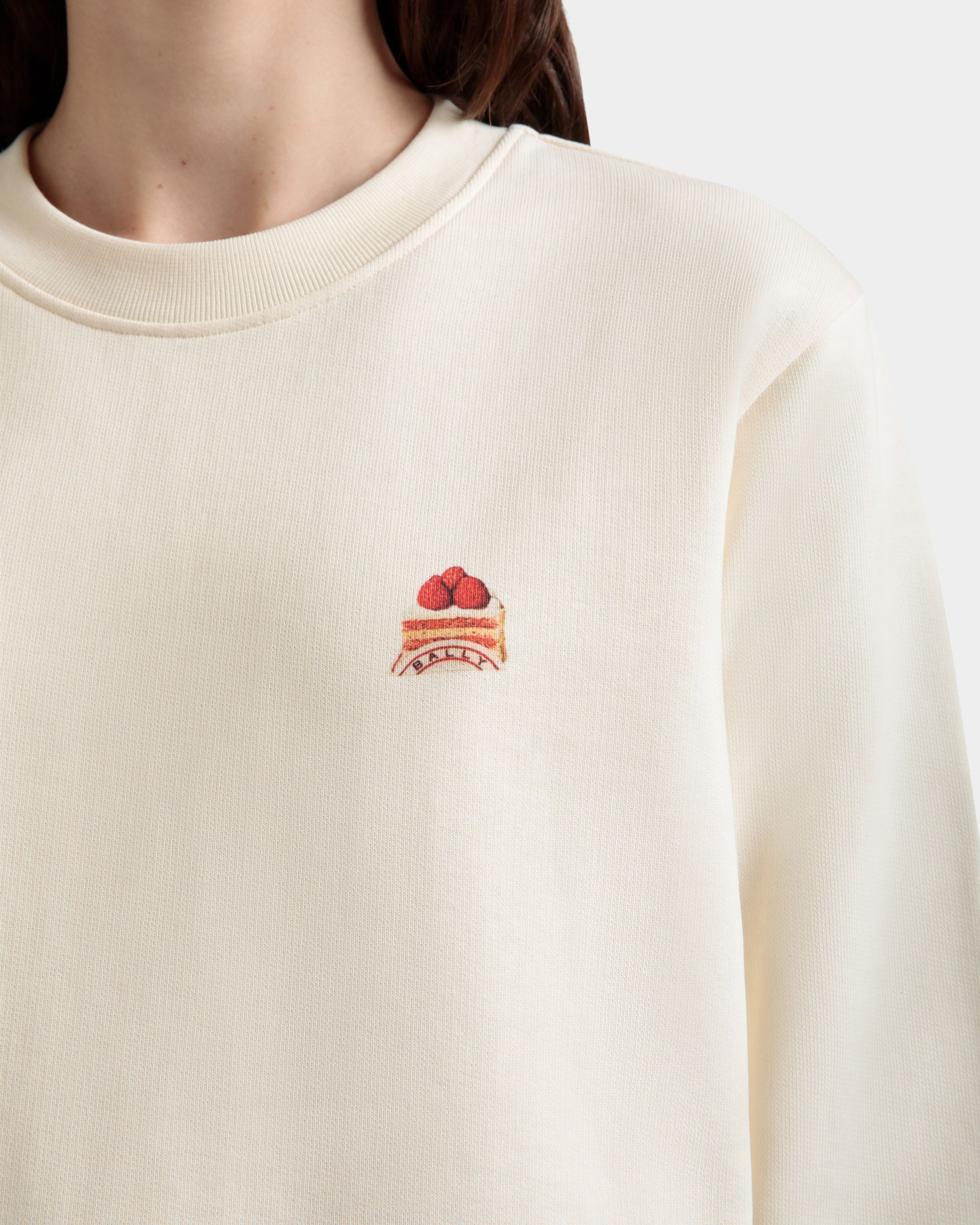 Bally Global - Sweat-Shirt Ras-Du-Cou Avec Bally Cake En Coton Ivoire - Blanc