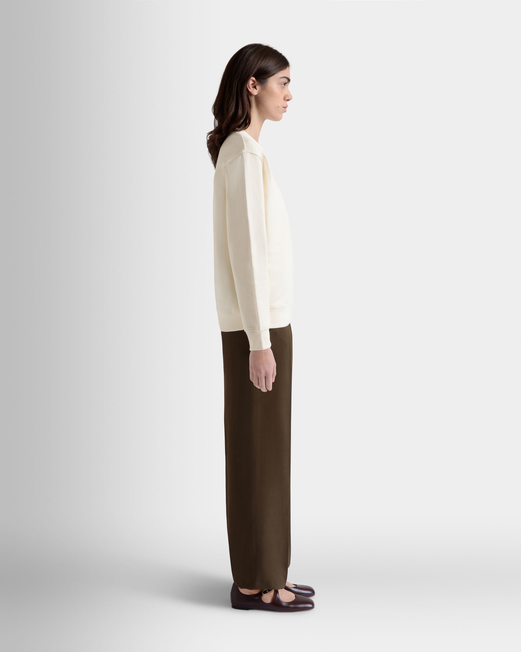Bally Global - Sweat-Shirt Ras-Du-Cou Avec Bally Cake En Coton Ivoire - Blanc