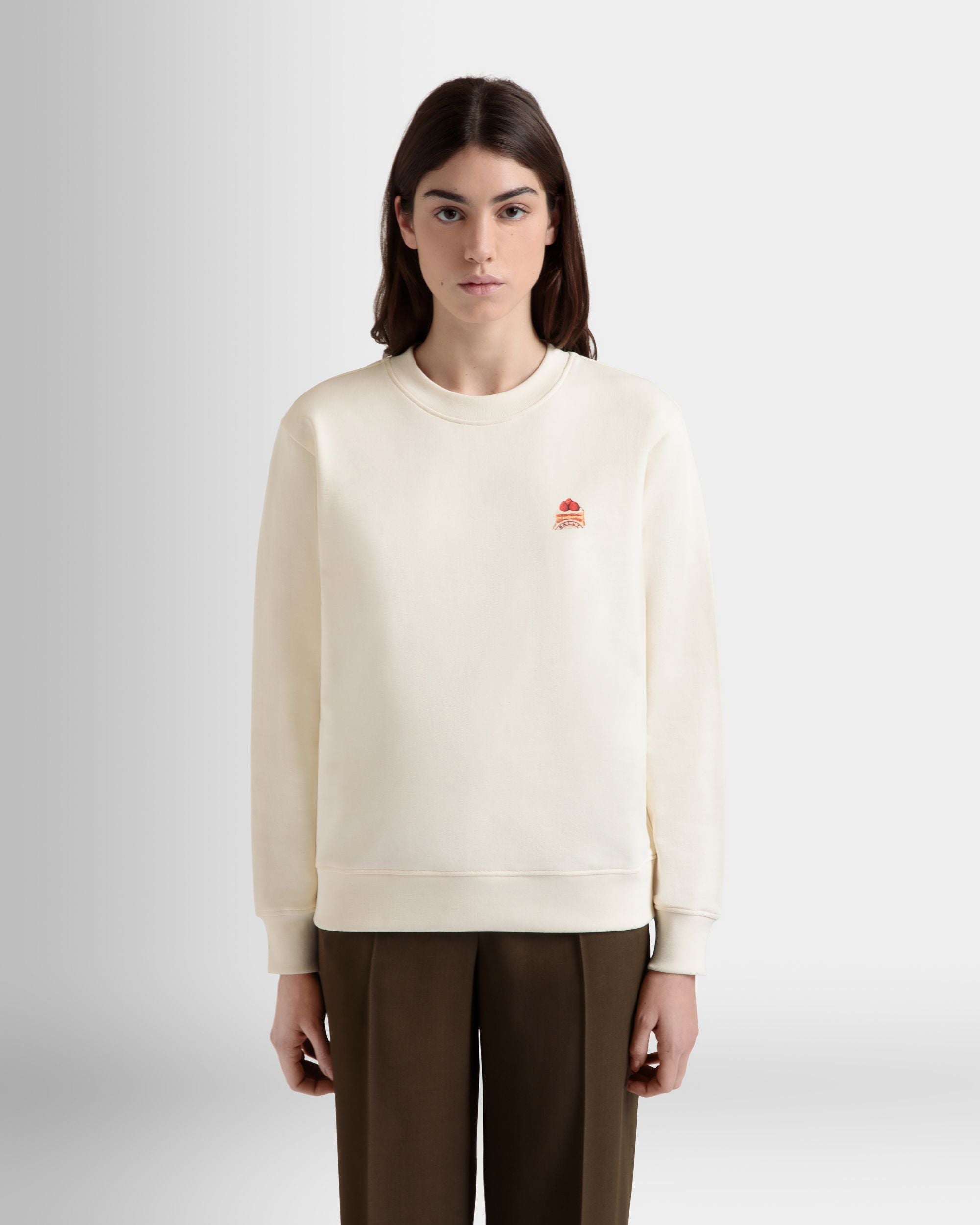 Bally Global - Sweat-Shirt Ras-Du-Cou Avec Bally Cake En Coton Ivoire - Blanc