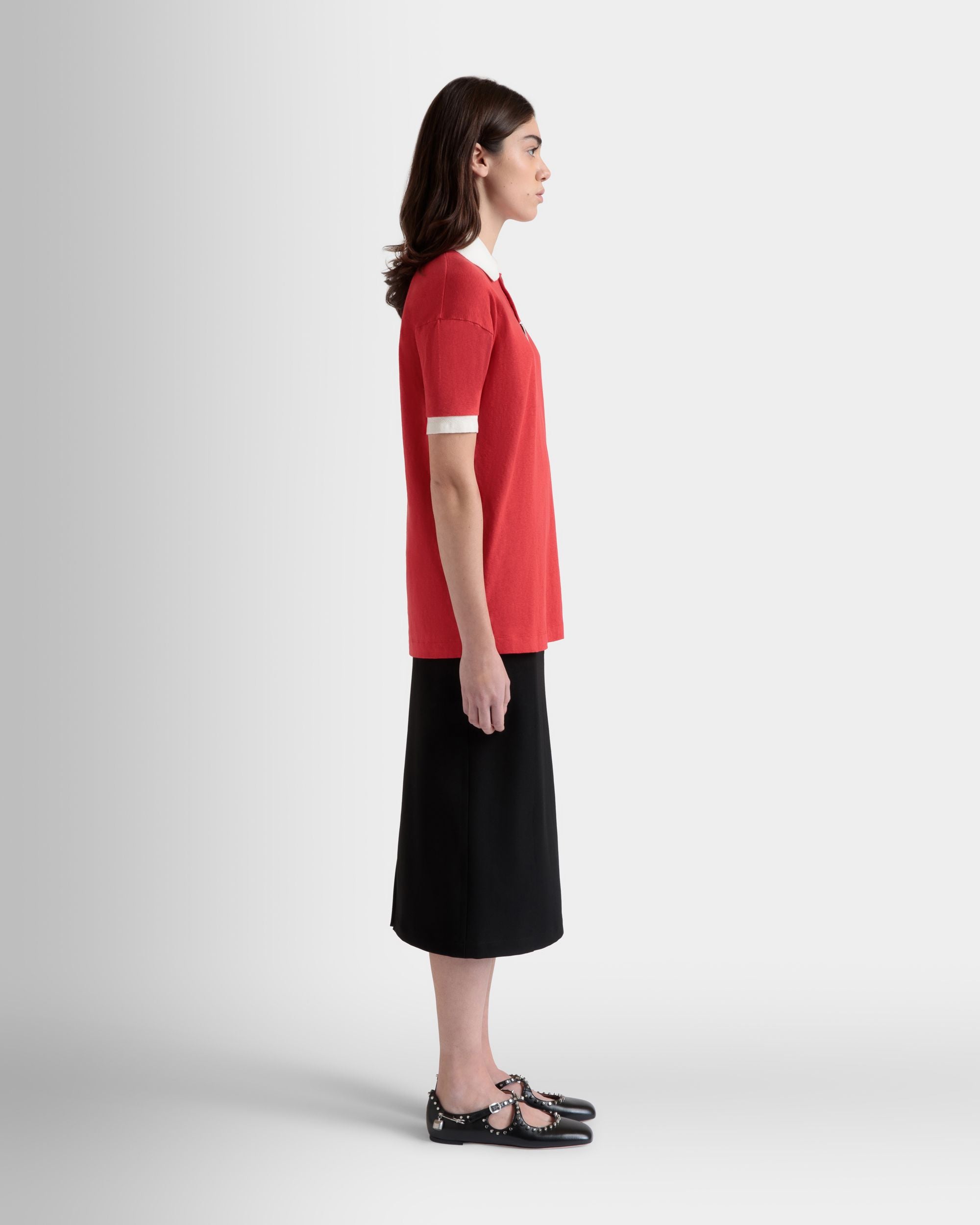 Bally Global - Polo Avec Logo Bally Crest En Coton Rouge - Rouge
