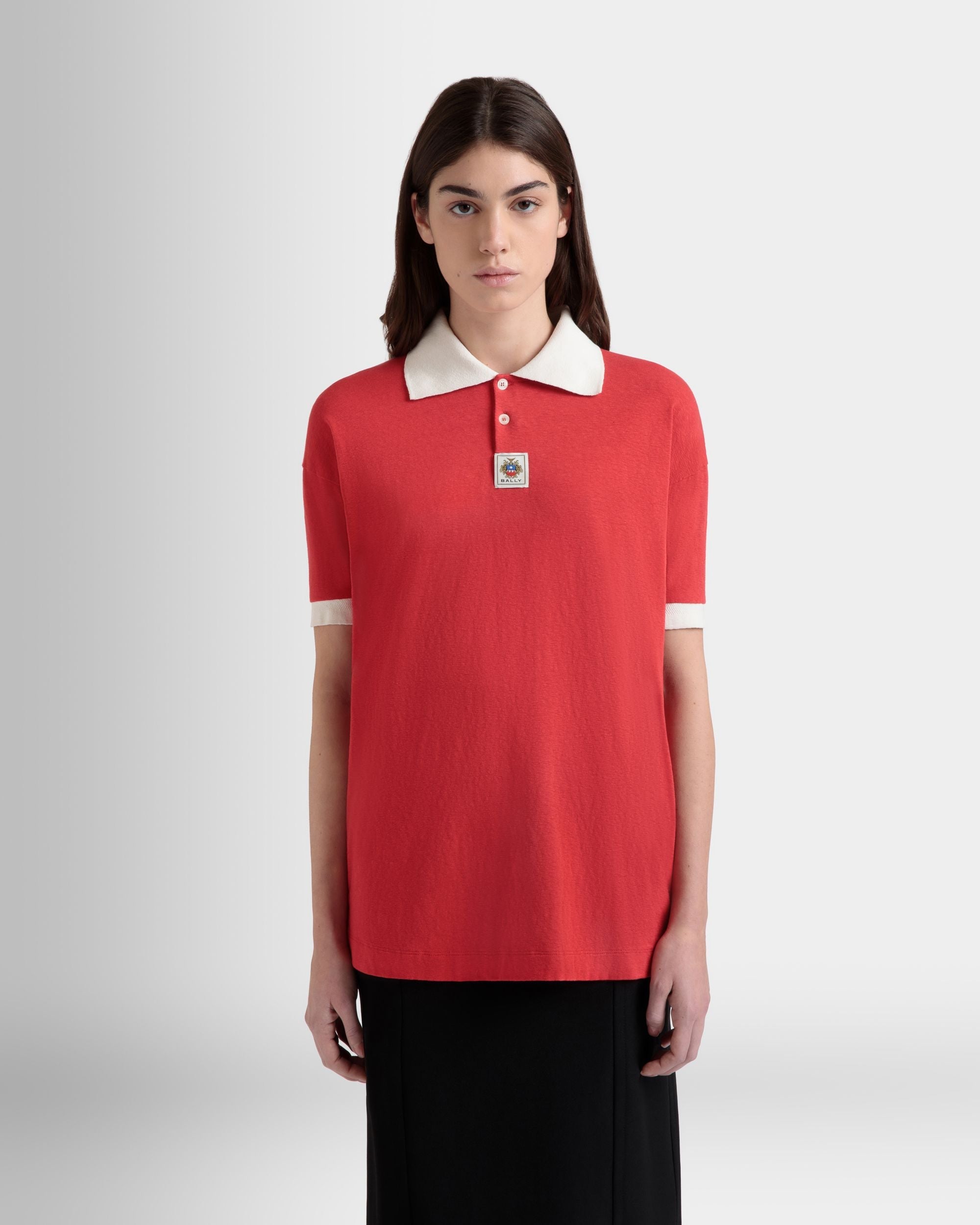 Bally Global - Polo Avec Logo Bally Crest En Coton Rouge - Rouge