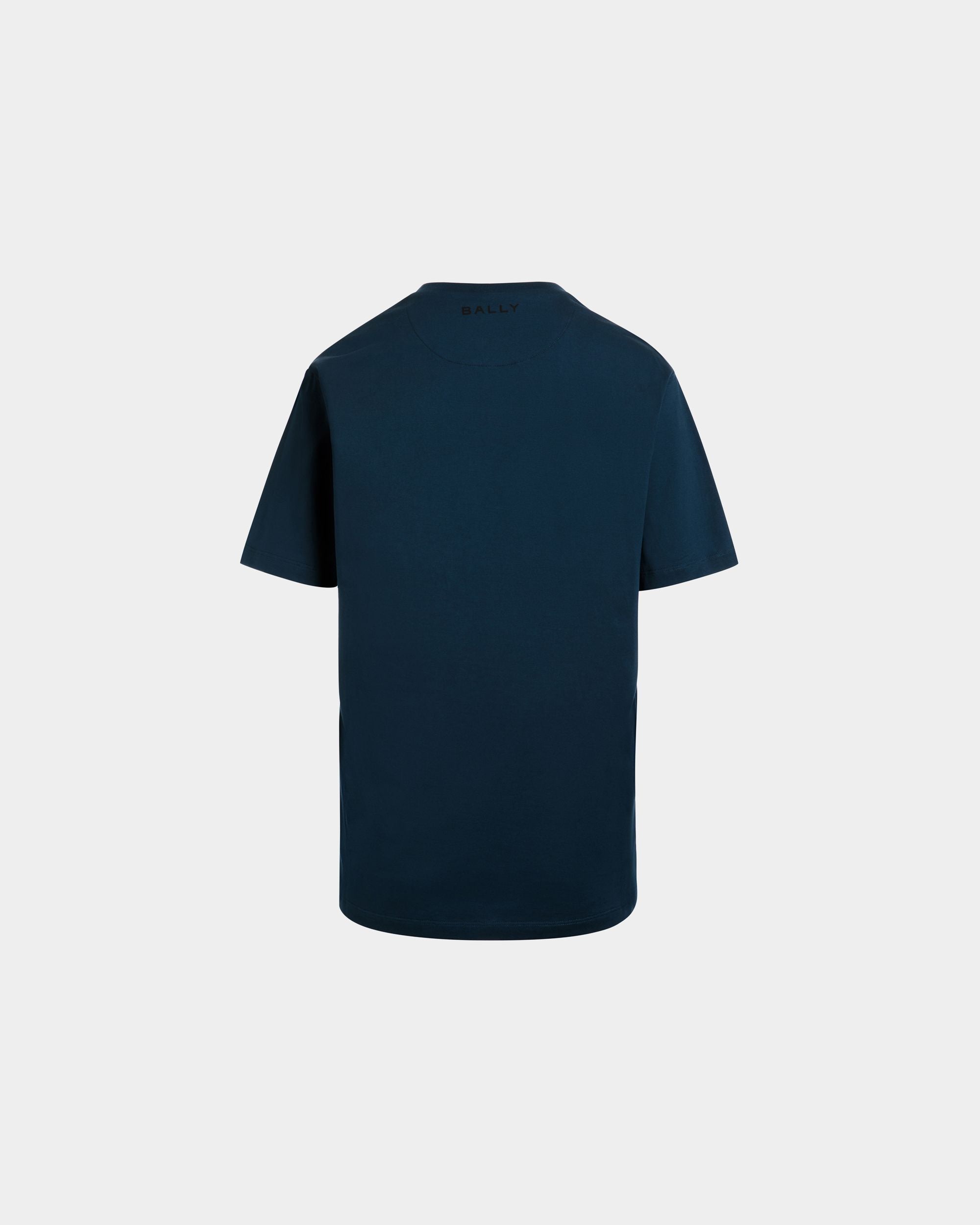 Bally Global - T-Shirt in Navy Blue Cotton With a Bally Cake Print - Blue