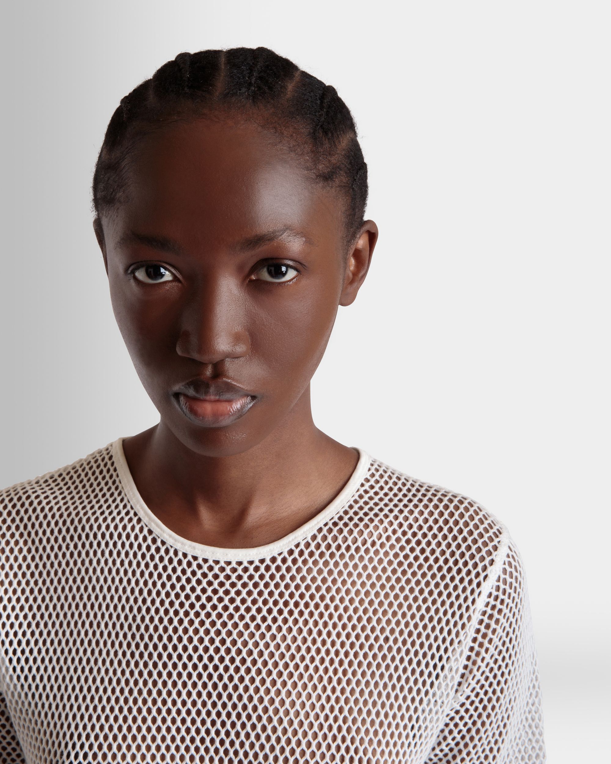 Bally Global - Mesh T-Shirt in White Cotton - Blanc