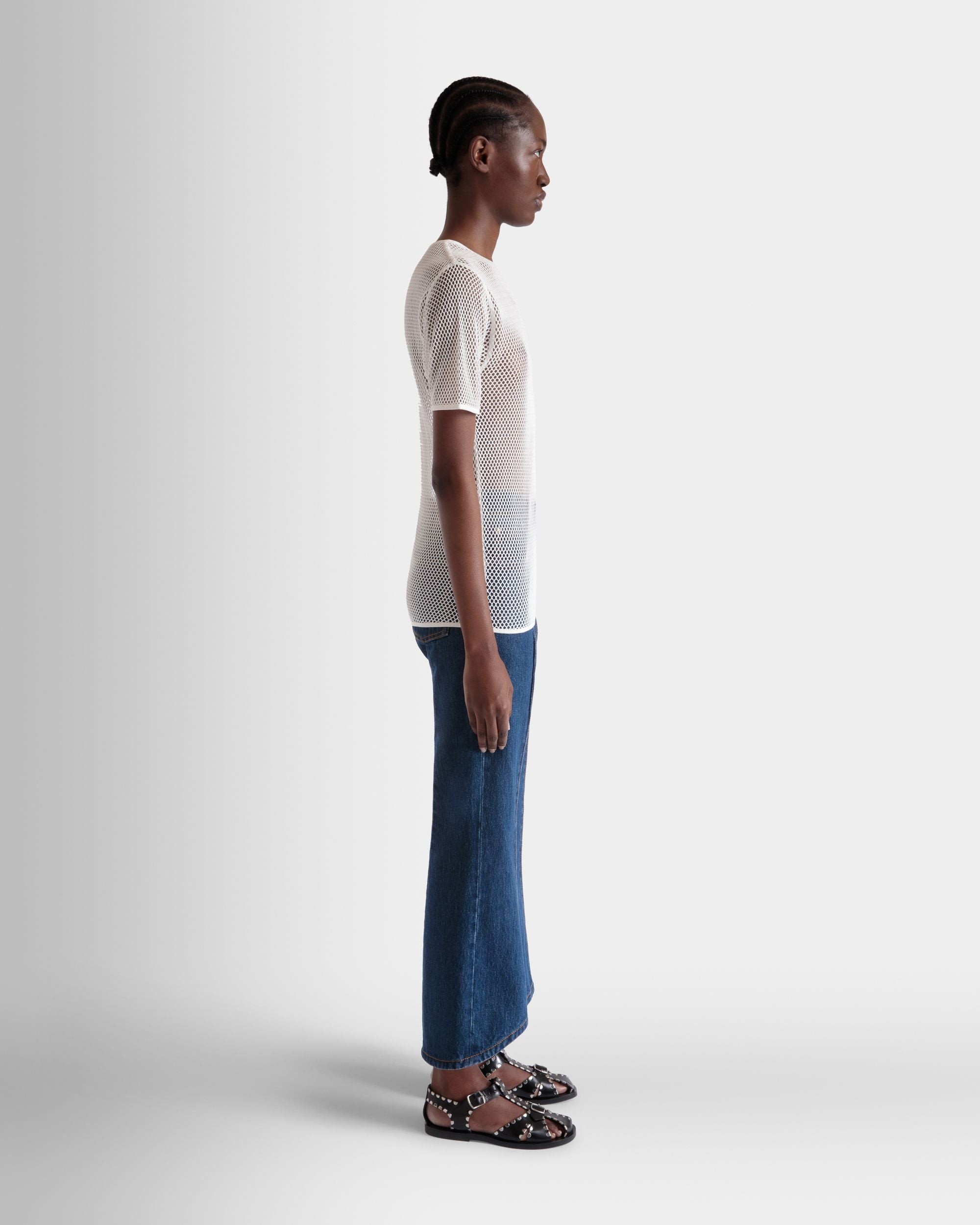Bally Global - Mesh T-Shirt in White Cotton - Blanc