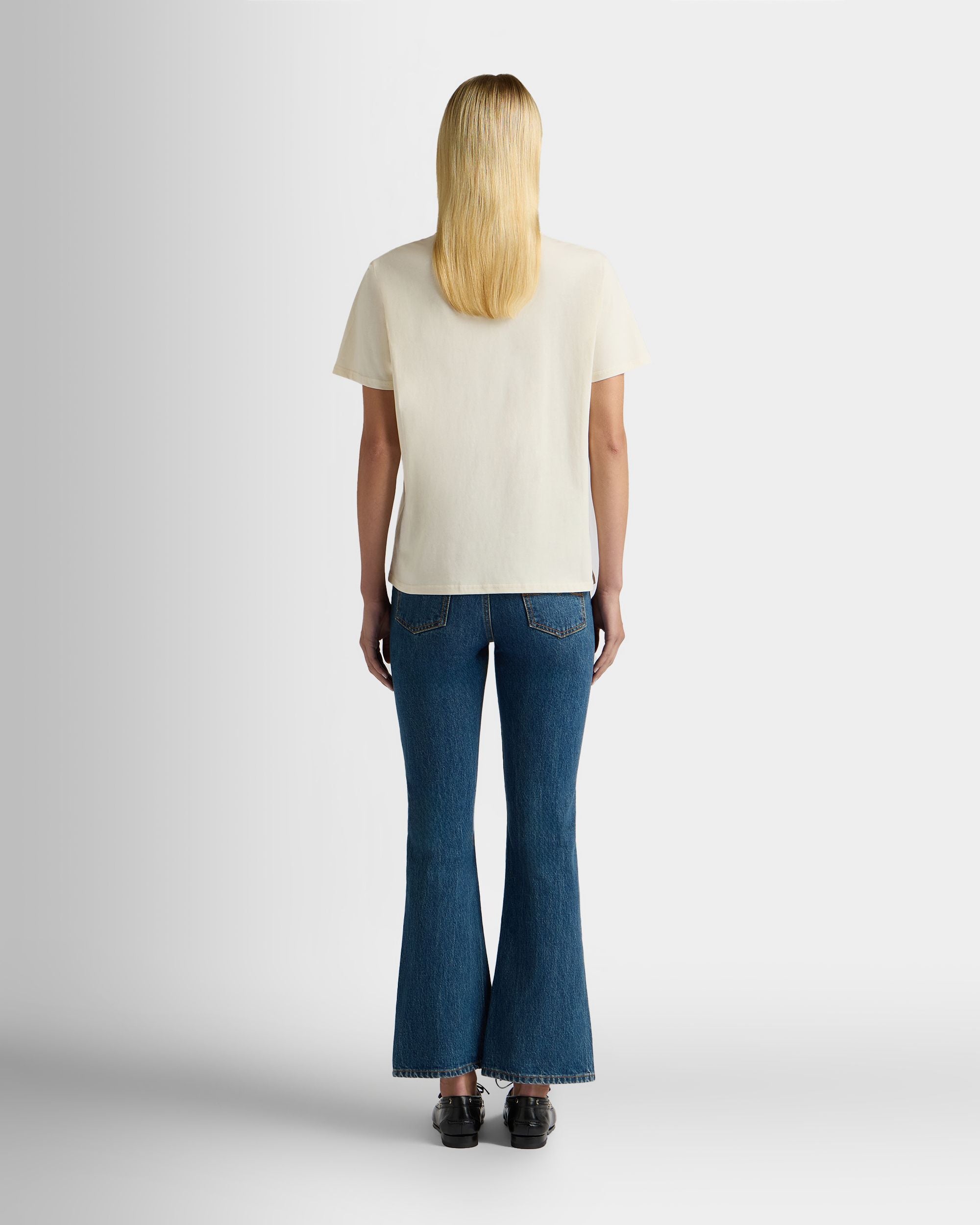 Bally Global - T-Shirt En Coton Ivory Avec Écusson Bally Crest - Blanc