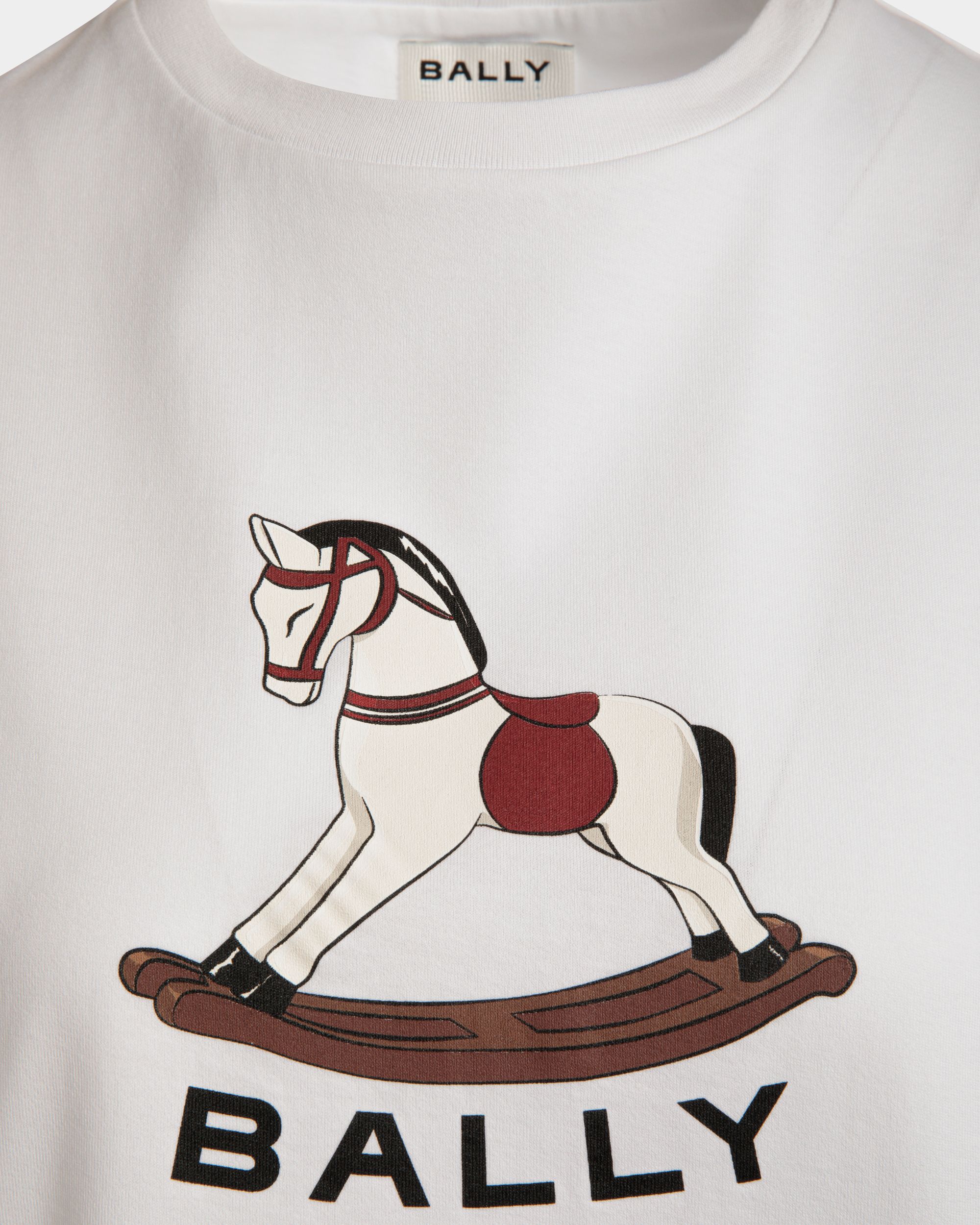 Bally Global - T-Shirt with a Beni Bischof Rocking Horse Print in White Cotton - White