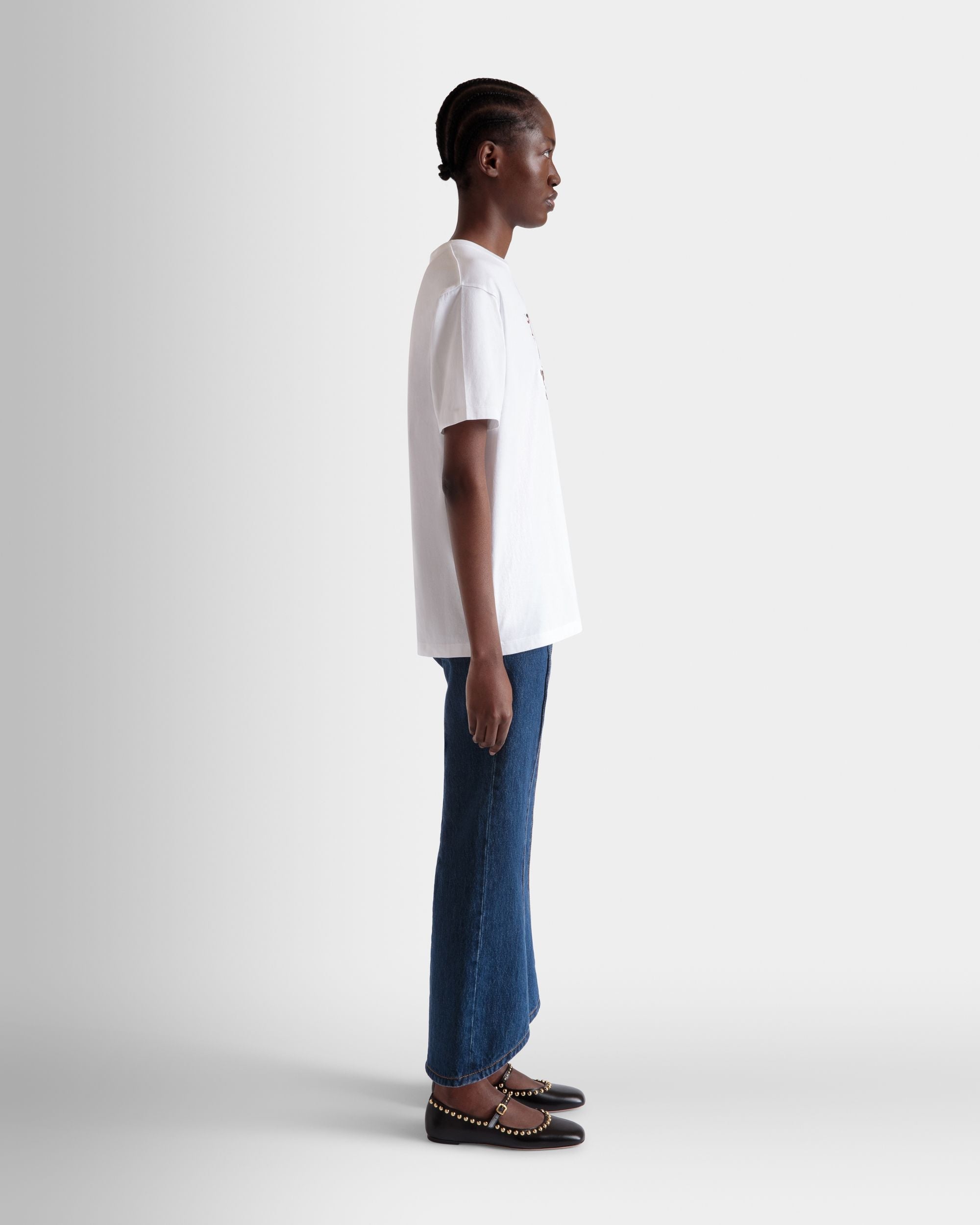 Bally Global - T-Shirt with a Beni Bischof Rocking Horse Print in White Cotton - White