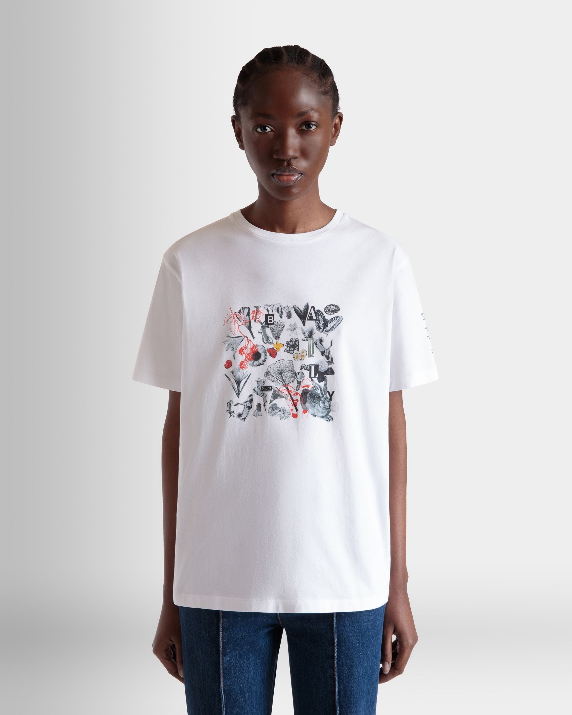 Bally Global - T-Shirt with a Bally Collage Print in White Cotton - White