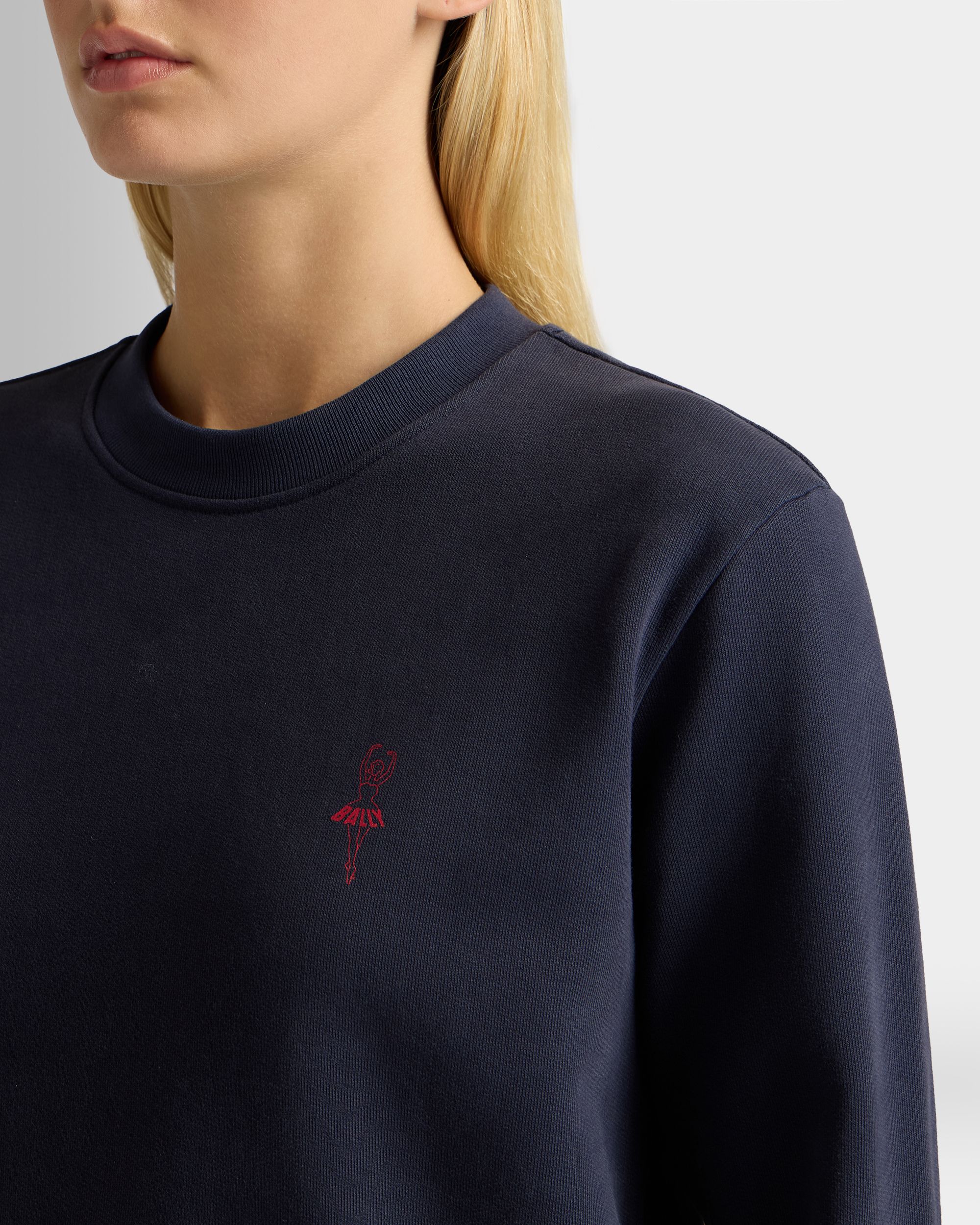 Bally Global - Sweat-Shirt Ras-Du-Cou En Coton Navy Blue Avec Ballyrina - Bleu