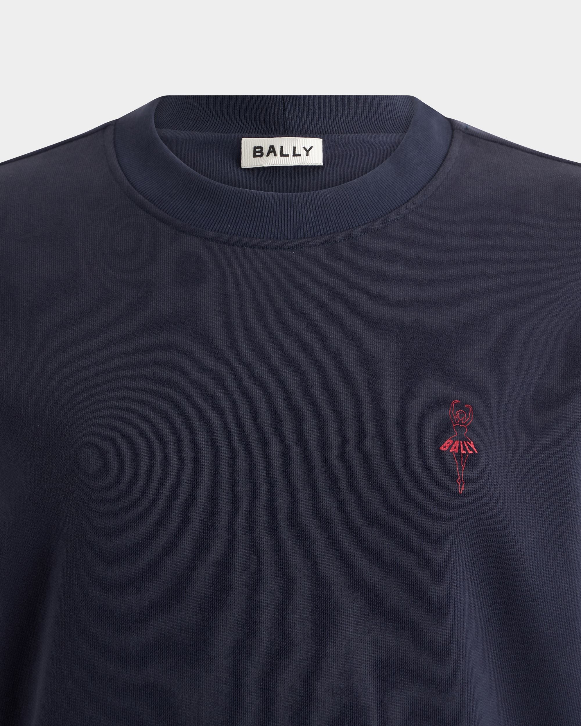 Bally Global - Sweat-Shirt Ras-Du-Cou En Coton Navy Blue Avec Ballyrina - Bleu