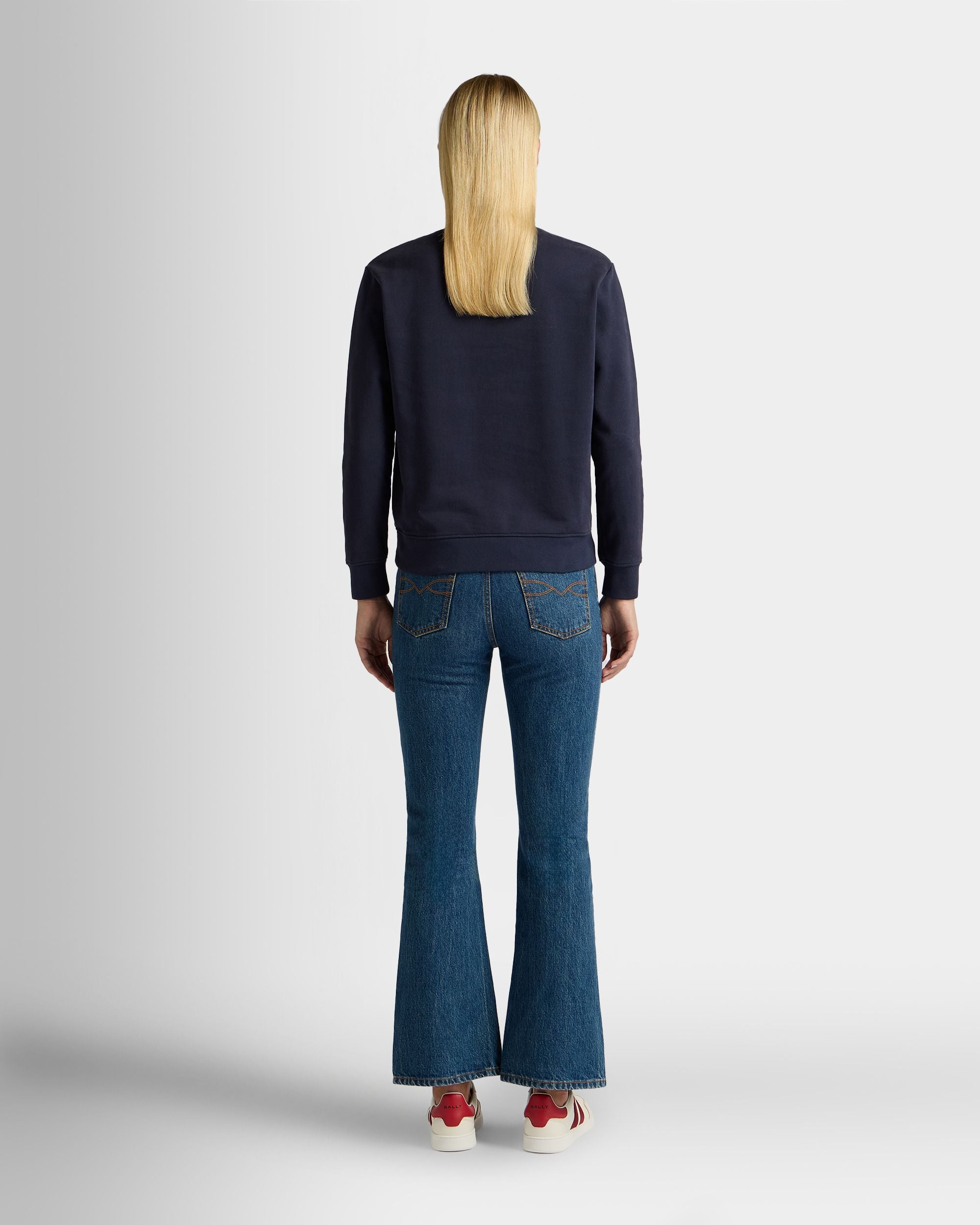 Bally Global - Sweat-Shirt Ras-Du-Cou En Coton Navy Blue Avec Ballyrina - Bleu