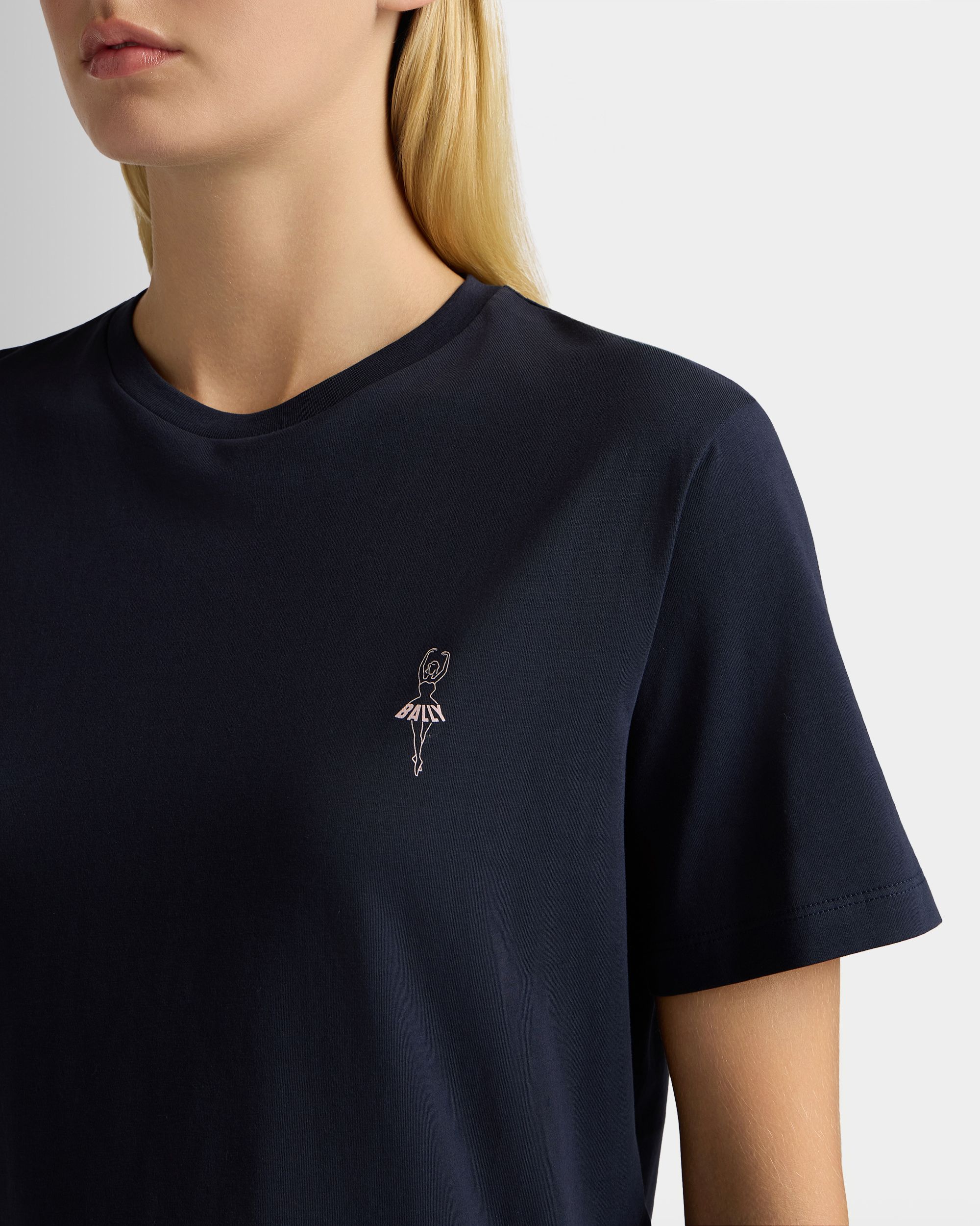 Bally Global - T-Shirt En Coton Navy Blue Avec Ballyrina - Bleu