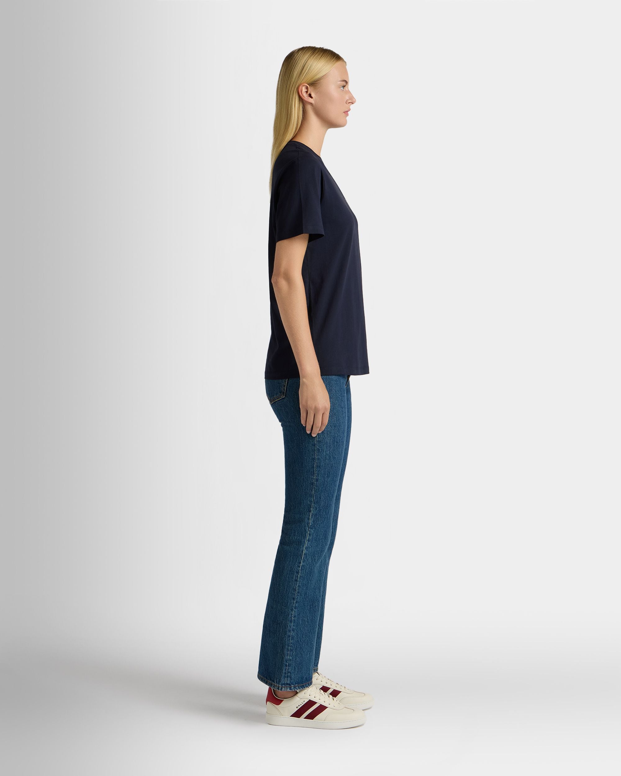 Bally Global - T-Shirt En Coton Navy Blue Avec Ballyrina - Bleu