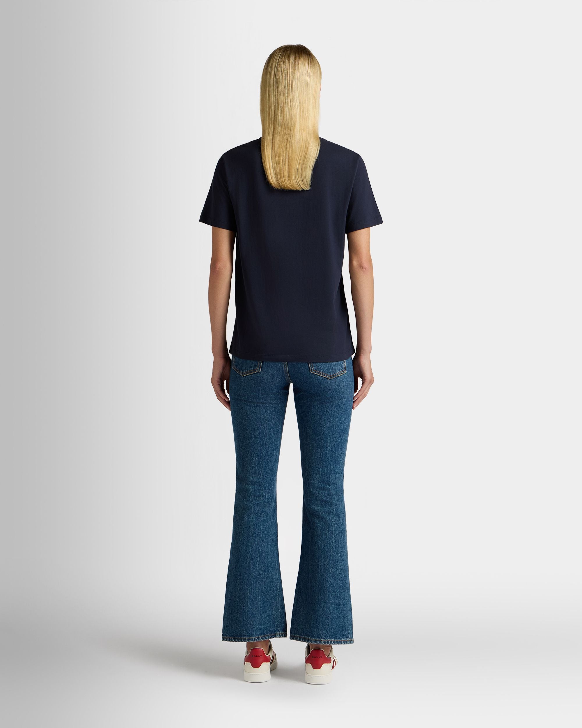 Bally Global - T-Shirt En Coton Navy Blue Avec Ballyrina - Bleu