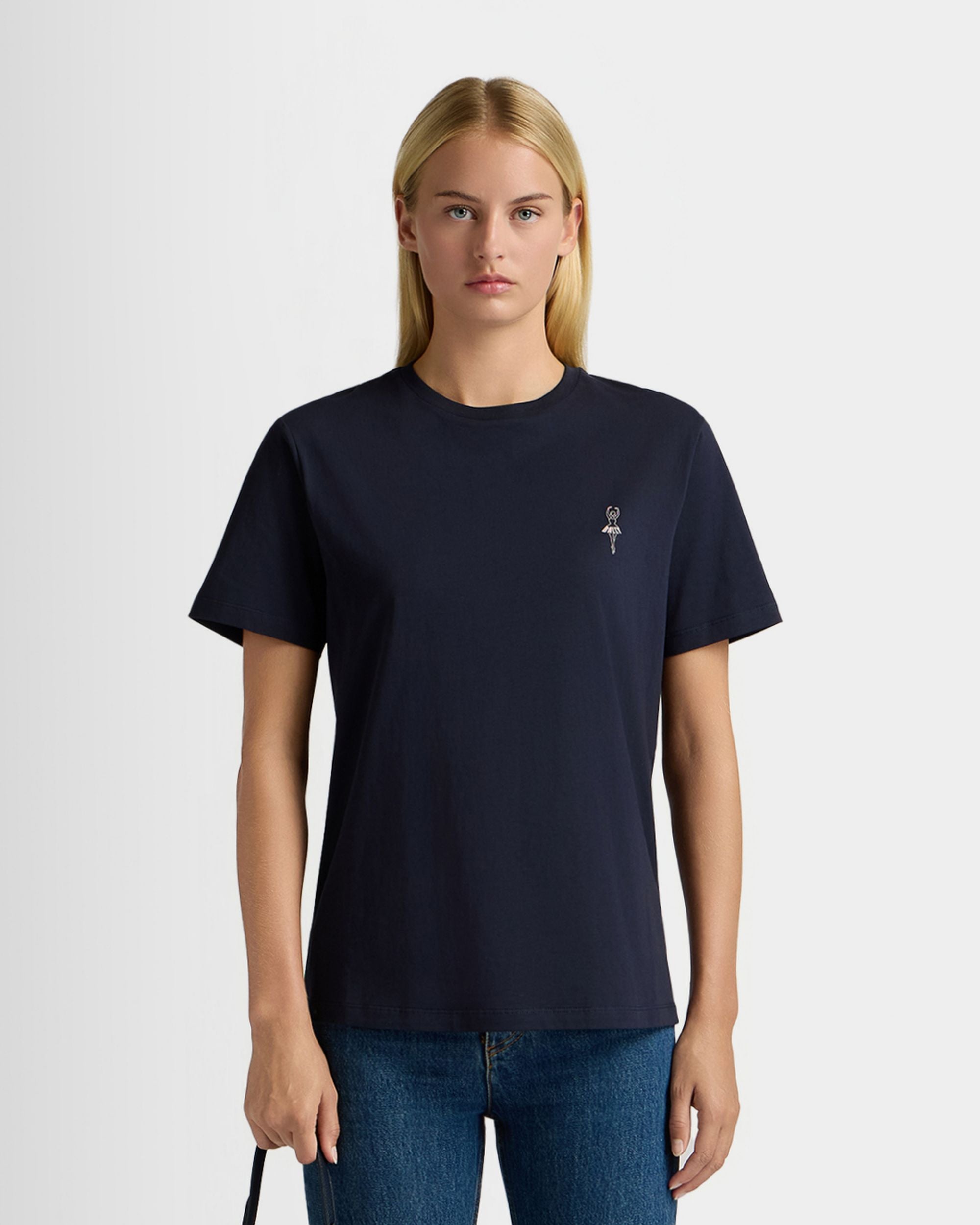 Bally Global - T-Shirt En Coton Navy Blue Avec Ballyrina - Bleu