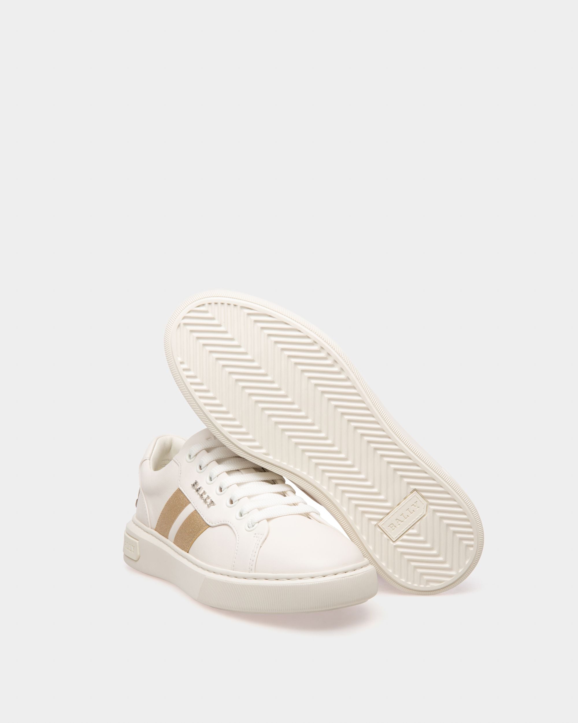 Bally Global - Melany Sneakers In White And Yellow Gold Leather - Multicolor