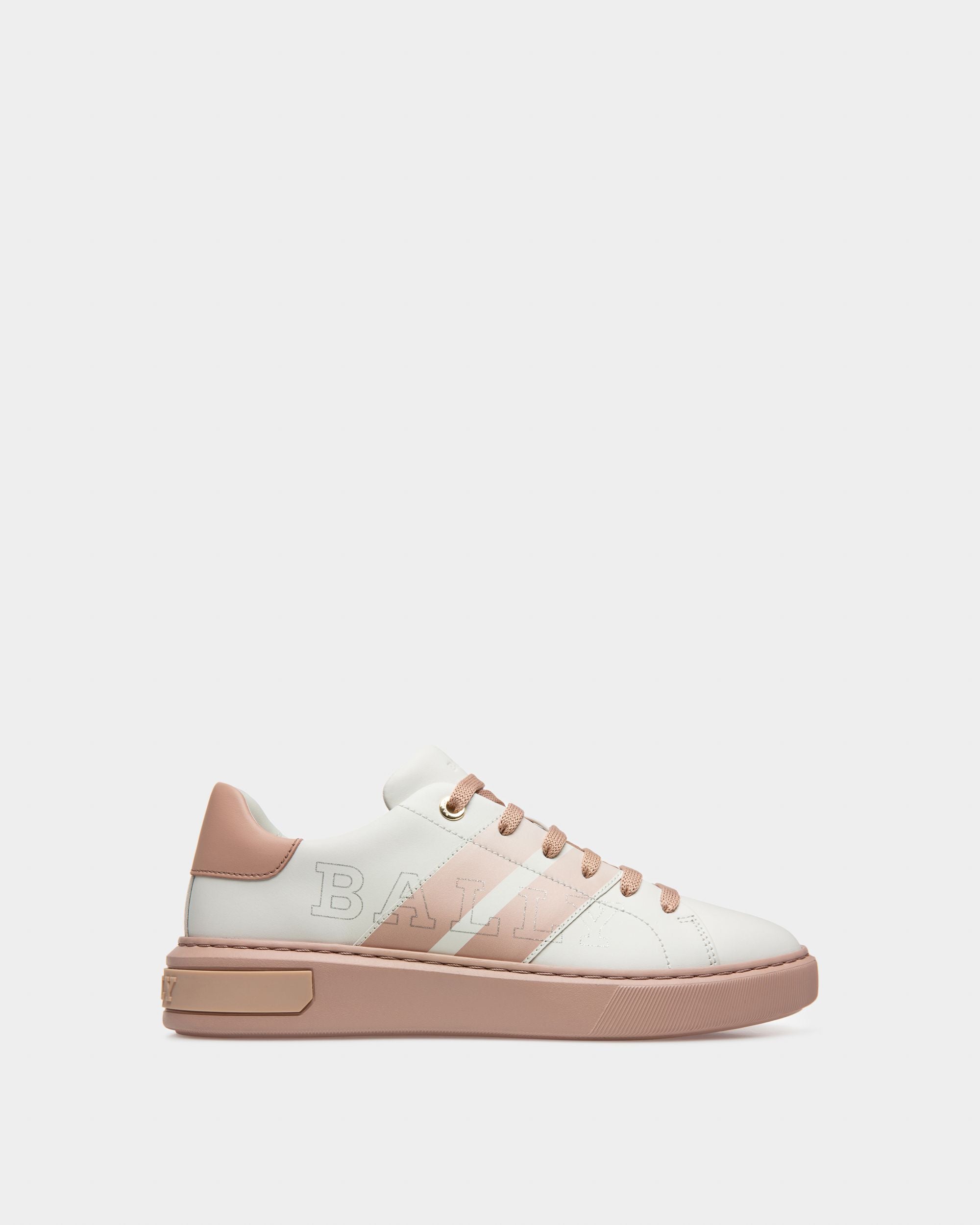 Bally Global - Myra Leather Sneakers In White & Pink - Pink
