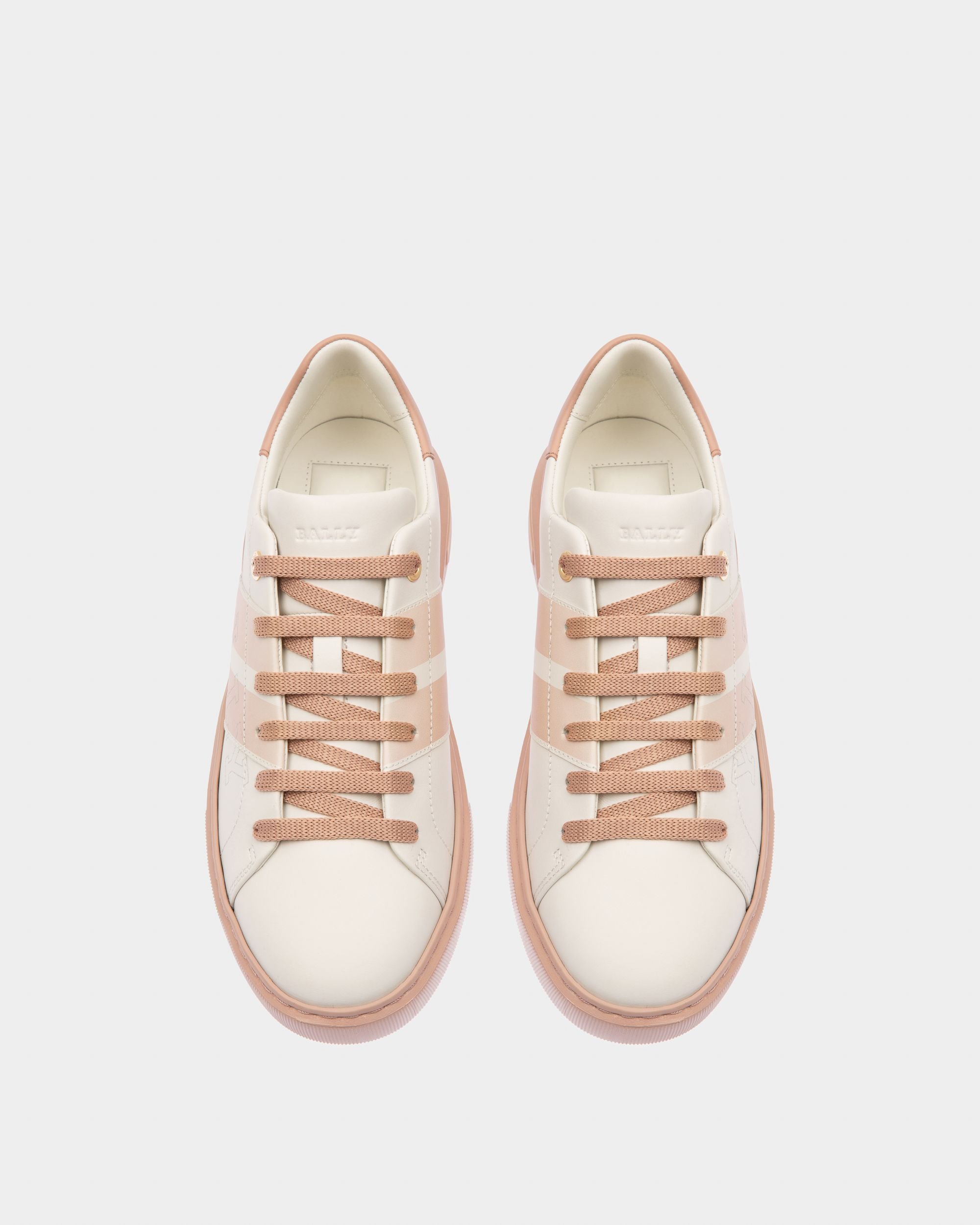 Bally Global - Myra Leather Sneakers In White & Pink - Pink