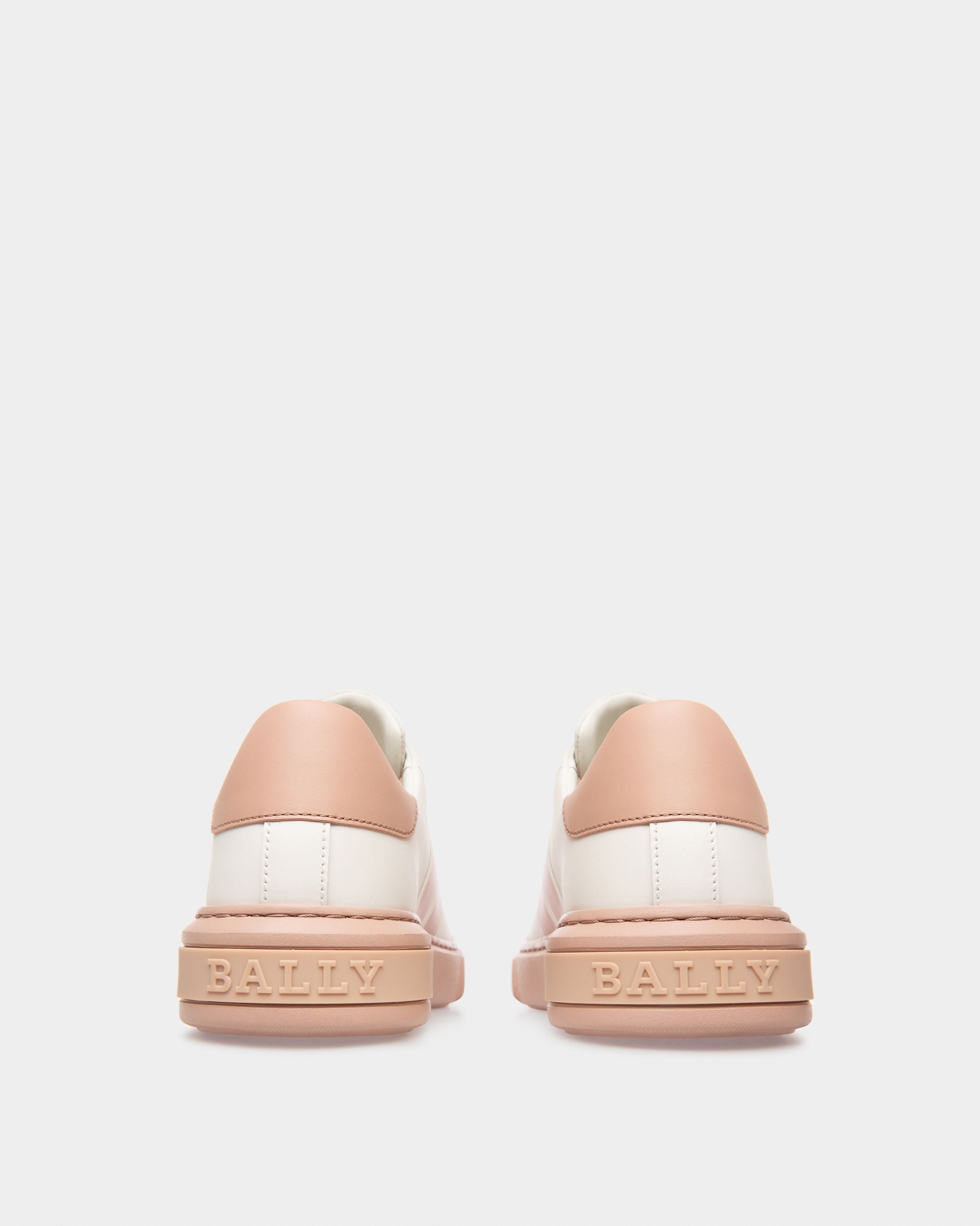 Bally Global - Myra Leather Sneakers In White & Pink - Pink