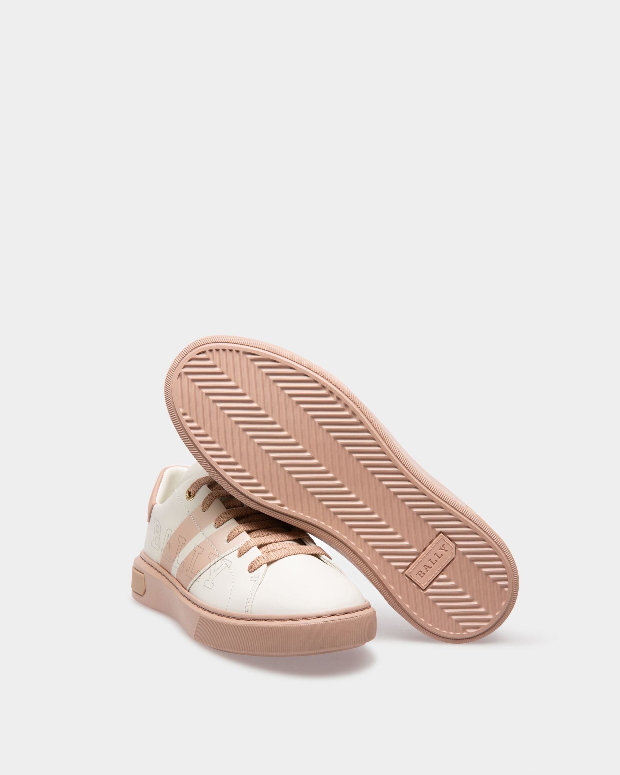 Bally Global - Myra Leather Sneakers In White & Pink - Pink