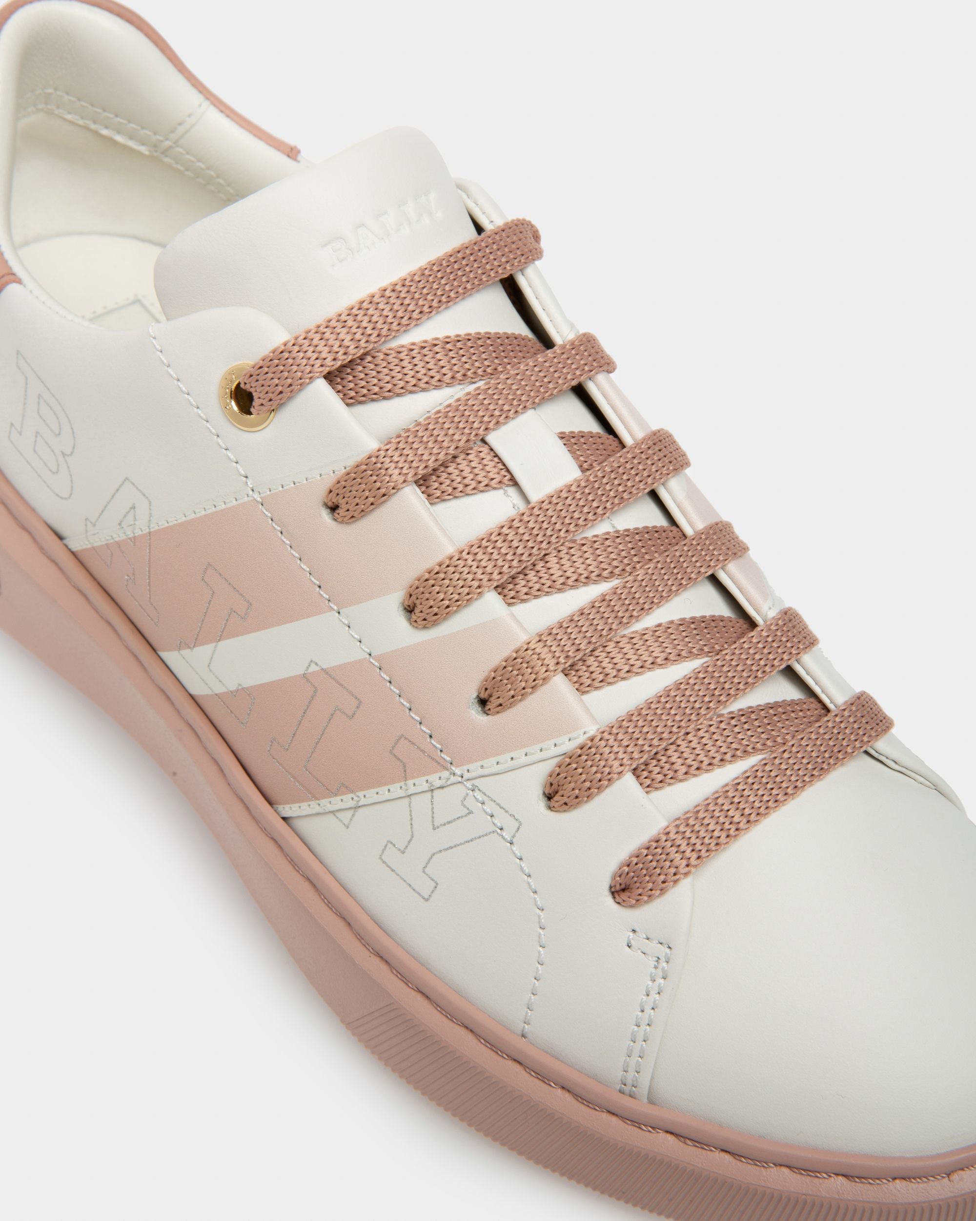 Bally Global - Myra Leather Sneakers In White & Pink - Pink
