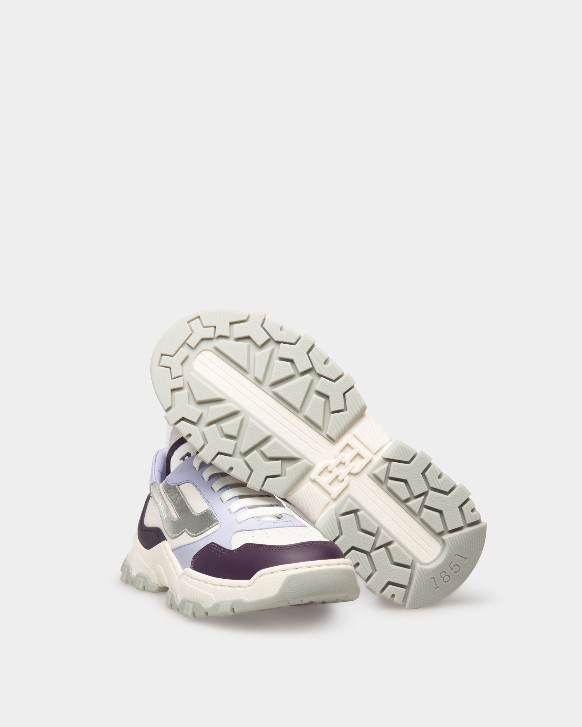 Bally Global - Holden Zapatillas En Piel Y Tela De Color Morado Y Blanco - Púrpura
