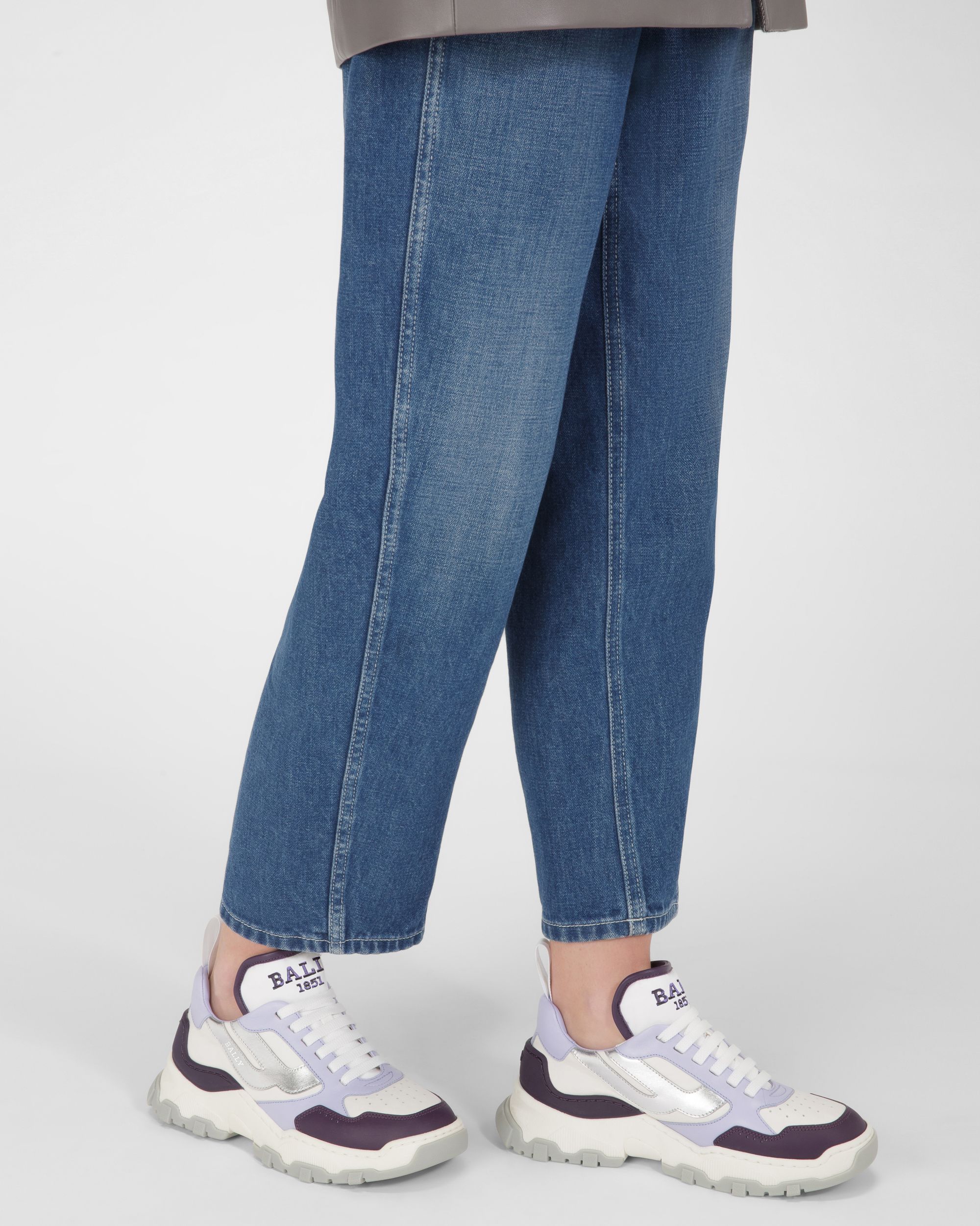 Bally Global - Holden Zapatillas En Piel Y Tela De Color Morado Y Blanco - Púrpura