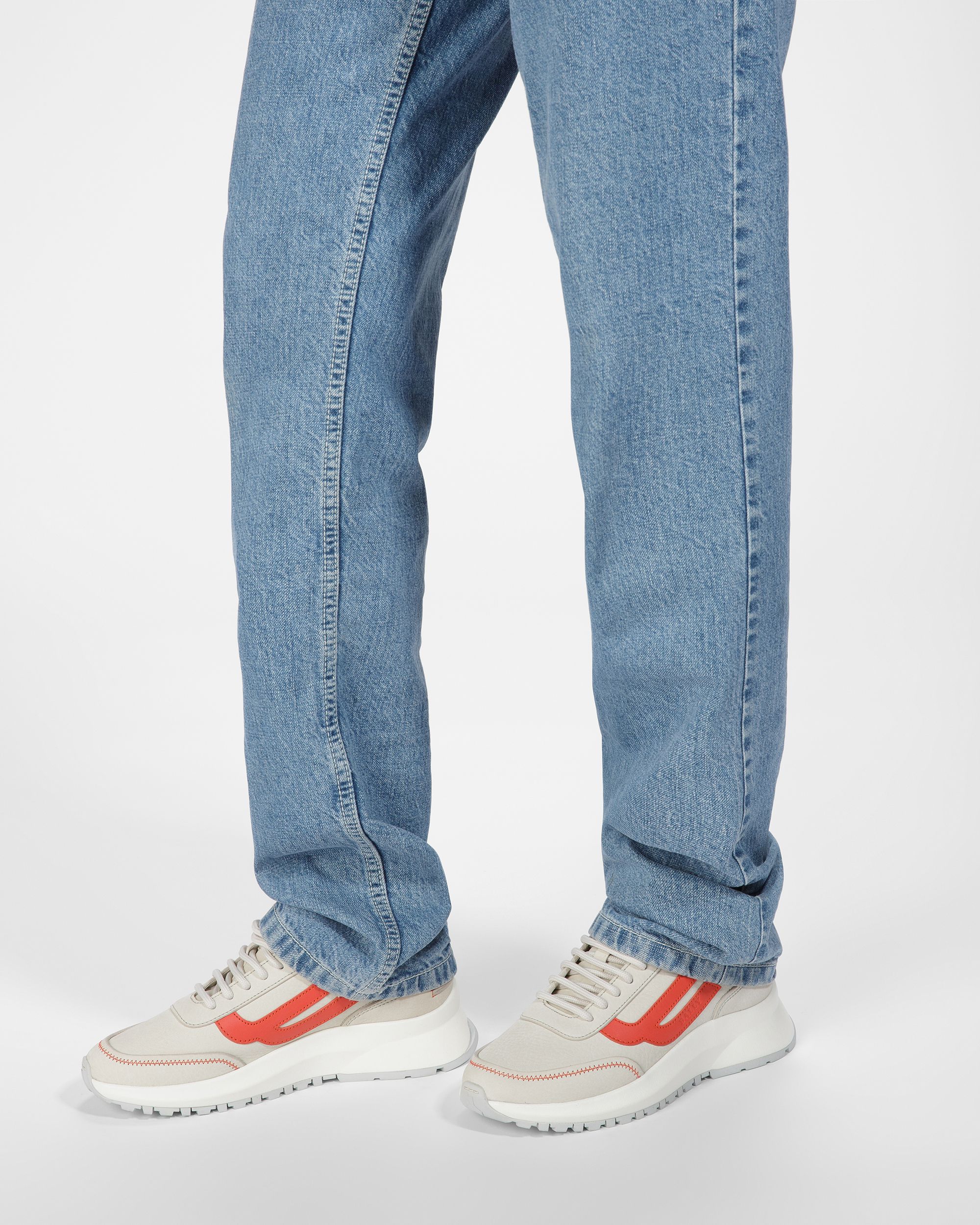 Bally Global - Darys Zapatillas De Piel En Blanco Empolvado Y Naranja - Multicolor