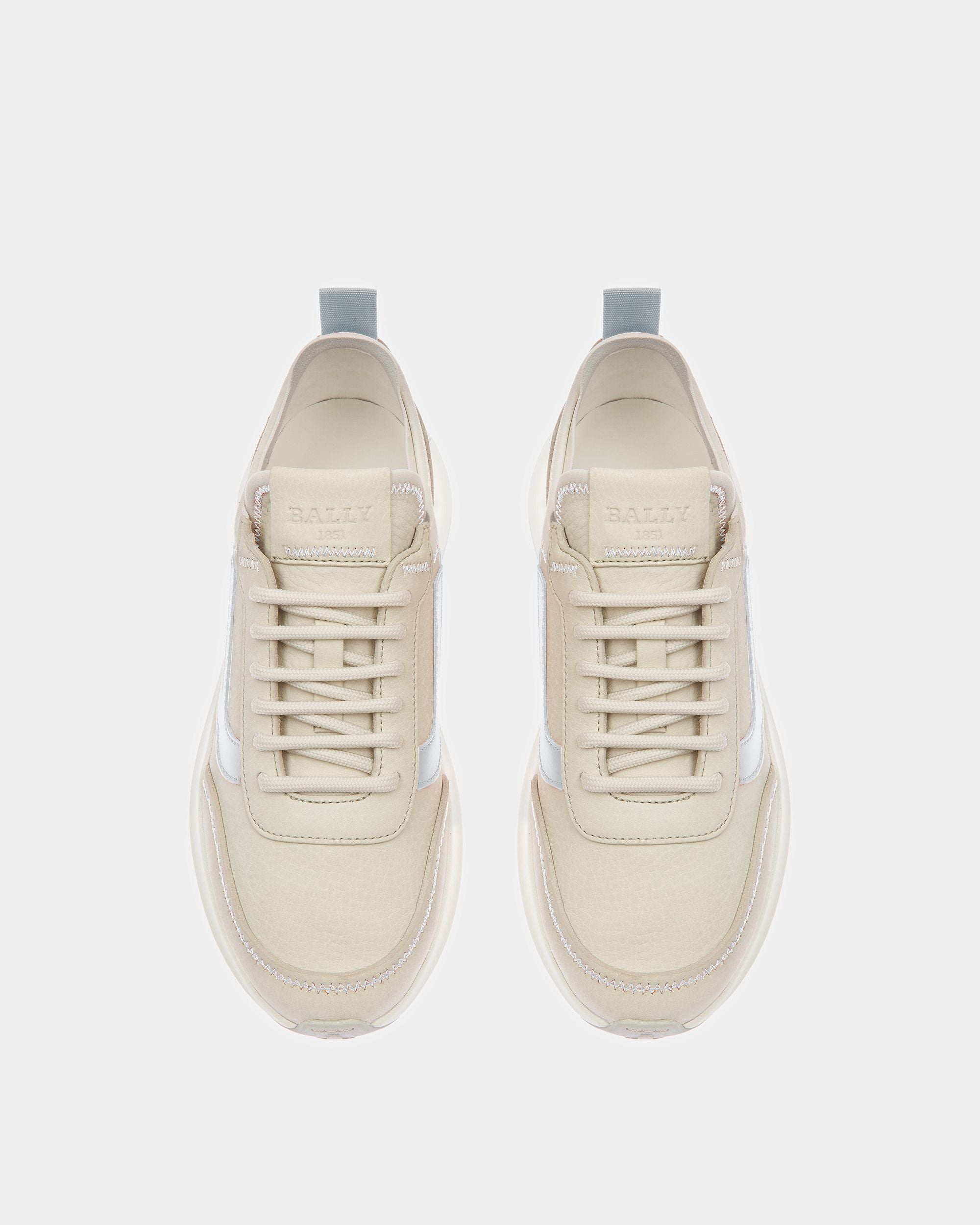 Bally Global - Darys Leather Sneakers In Dusty White And Light Blue - Multicolor