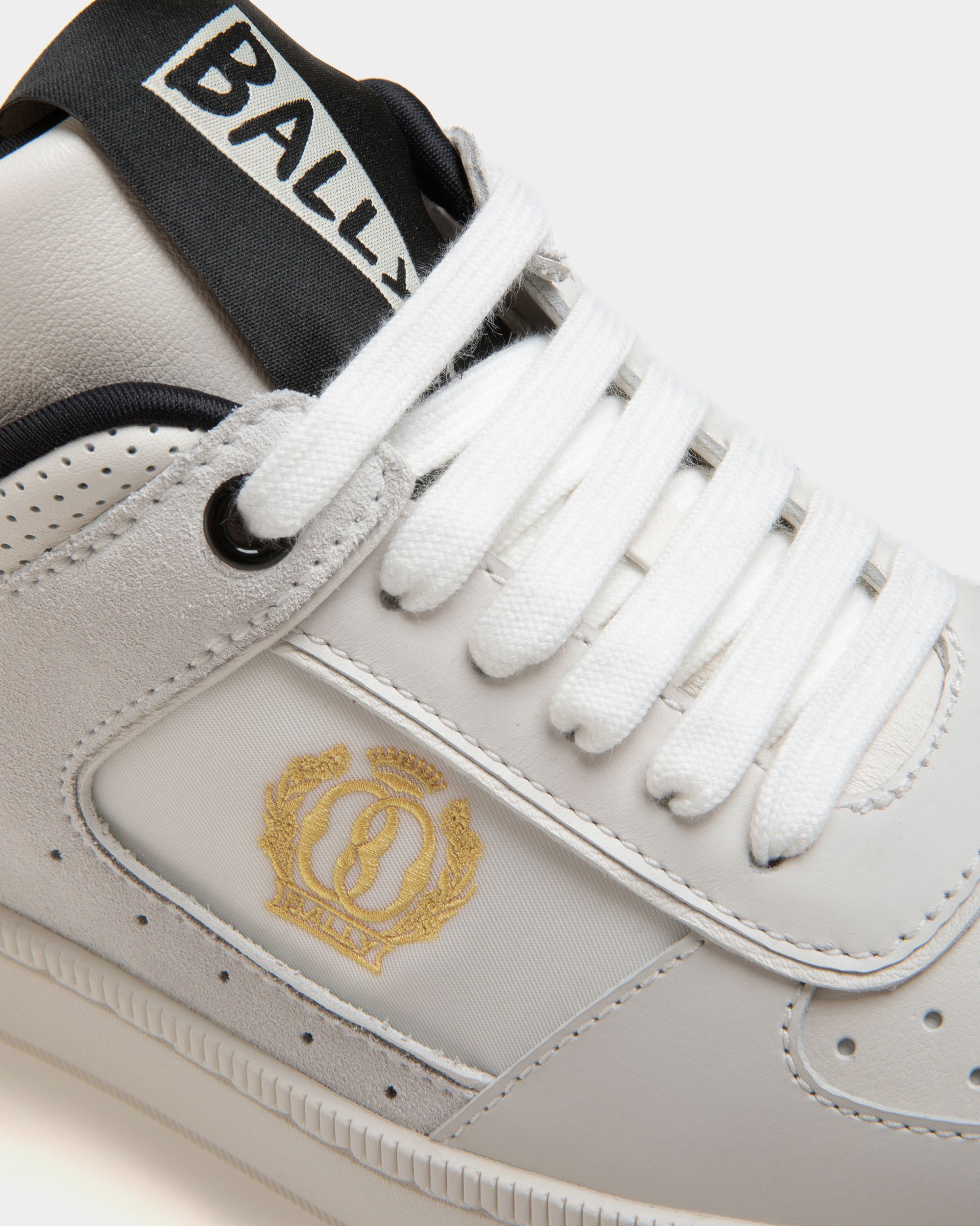 Bally Global - Sneaker Raise En Cuir Blanc Et Noir - Blanc