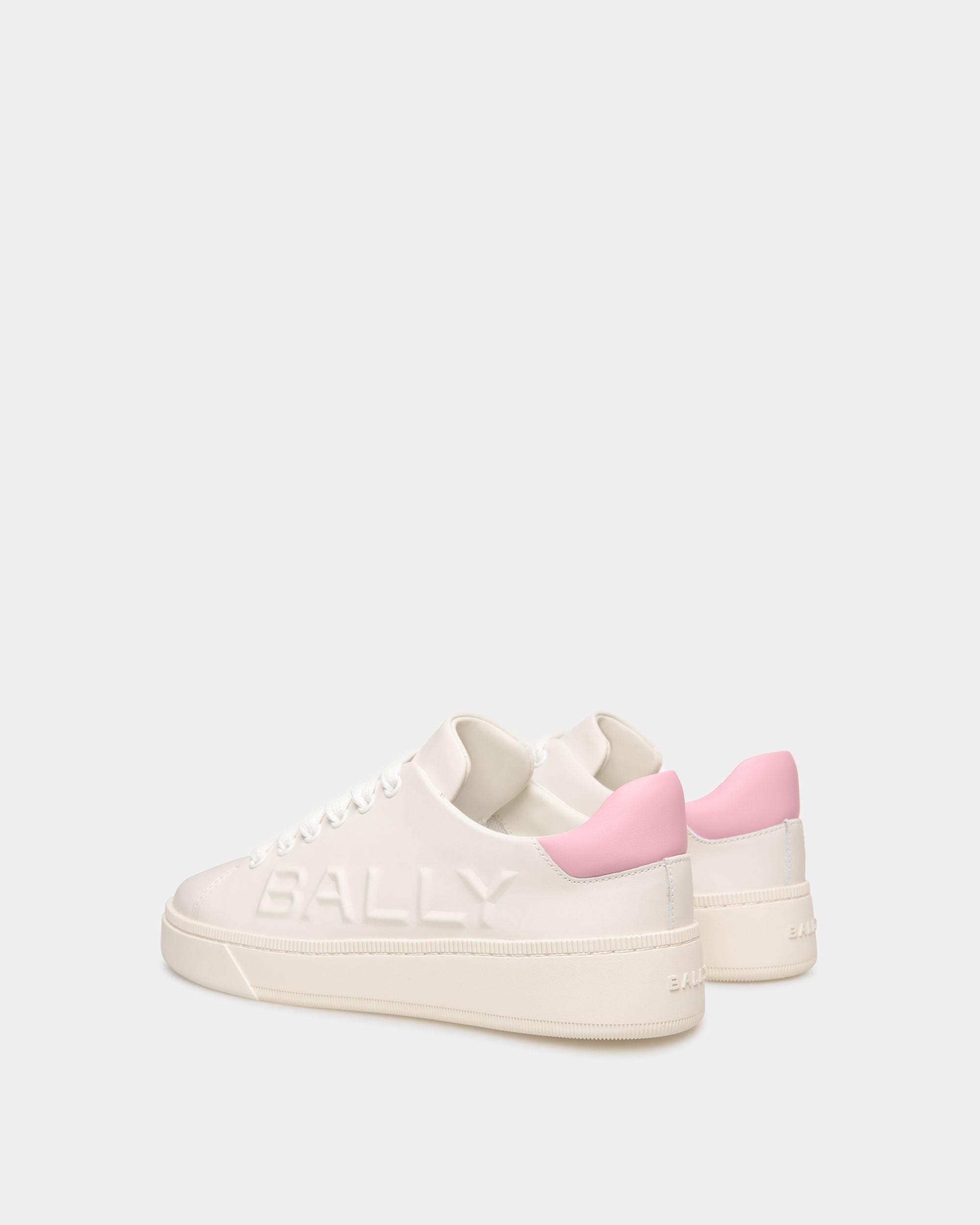 Bally Global - Raise Sneaker In White And Pink Leather - Blanco