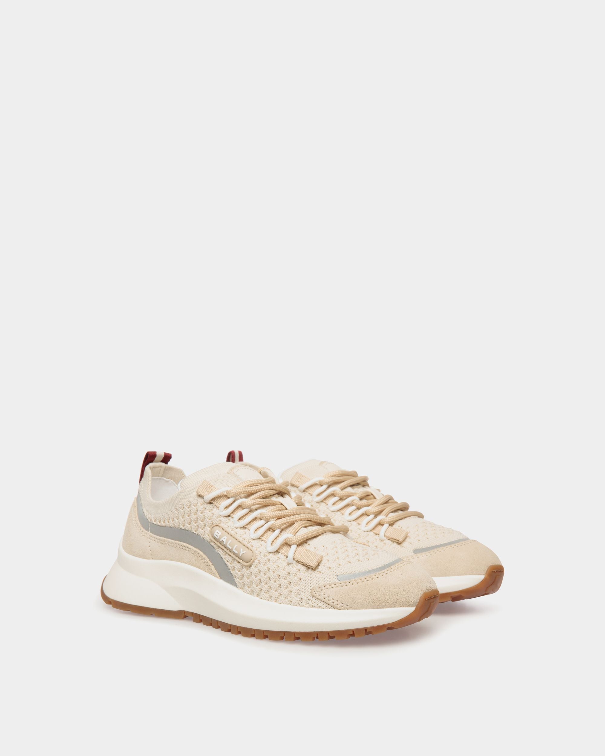 Bally Global - Sneaker Outline En Maille Ivoire Et Champagne - Beige