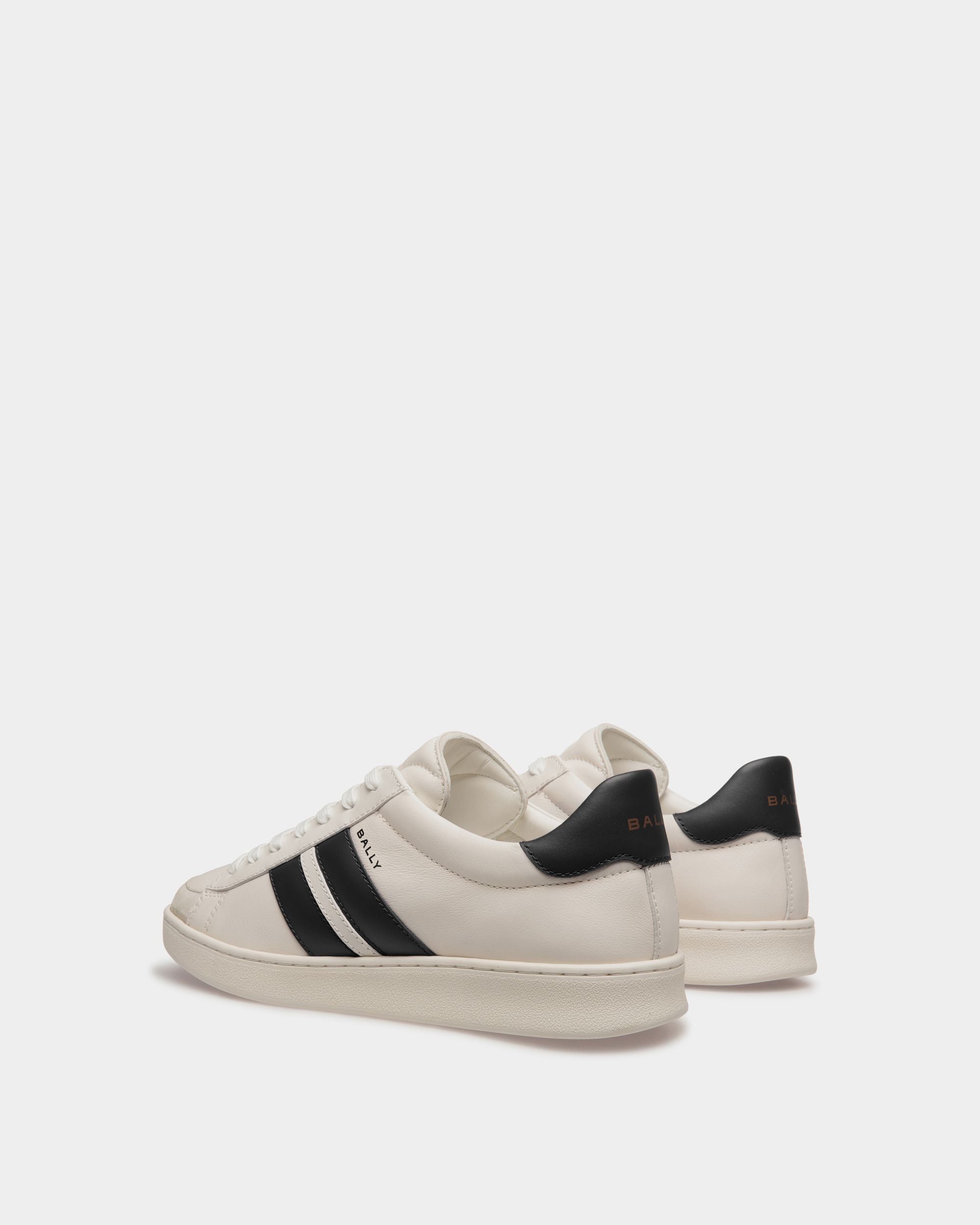 Bally Global - Zapatilla Tennis De Piel Blanca Y Negra - Negro