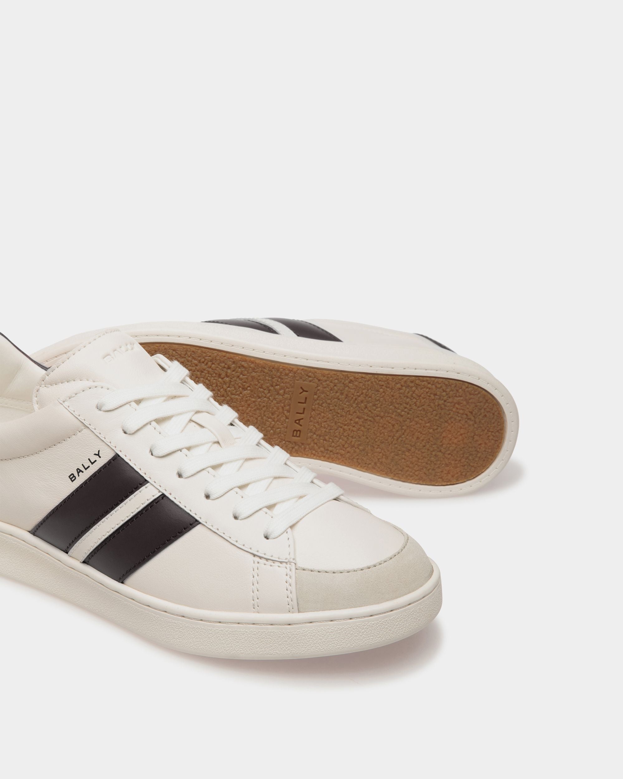 Bally Global - Zapatilla Tennis De Piel Blanca Y Negra - Negro