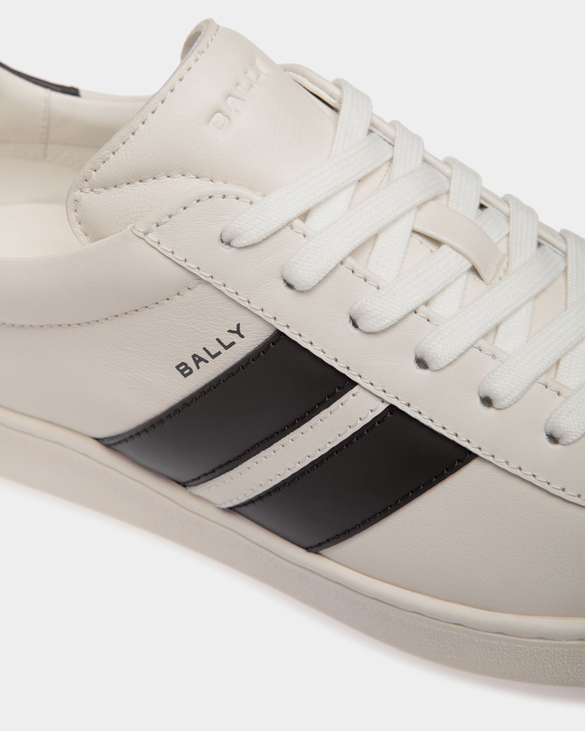 Bally Global - Zapatilla Tennis De Piel Blanca Y Negra - Negro