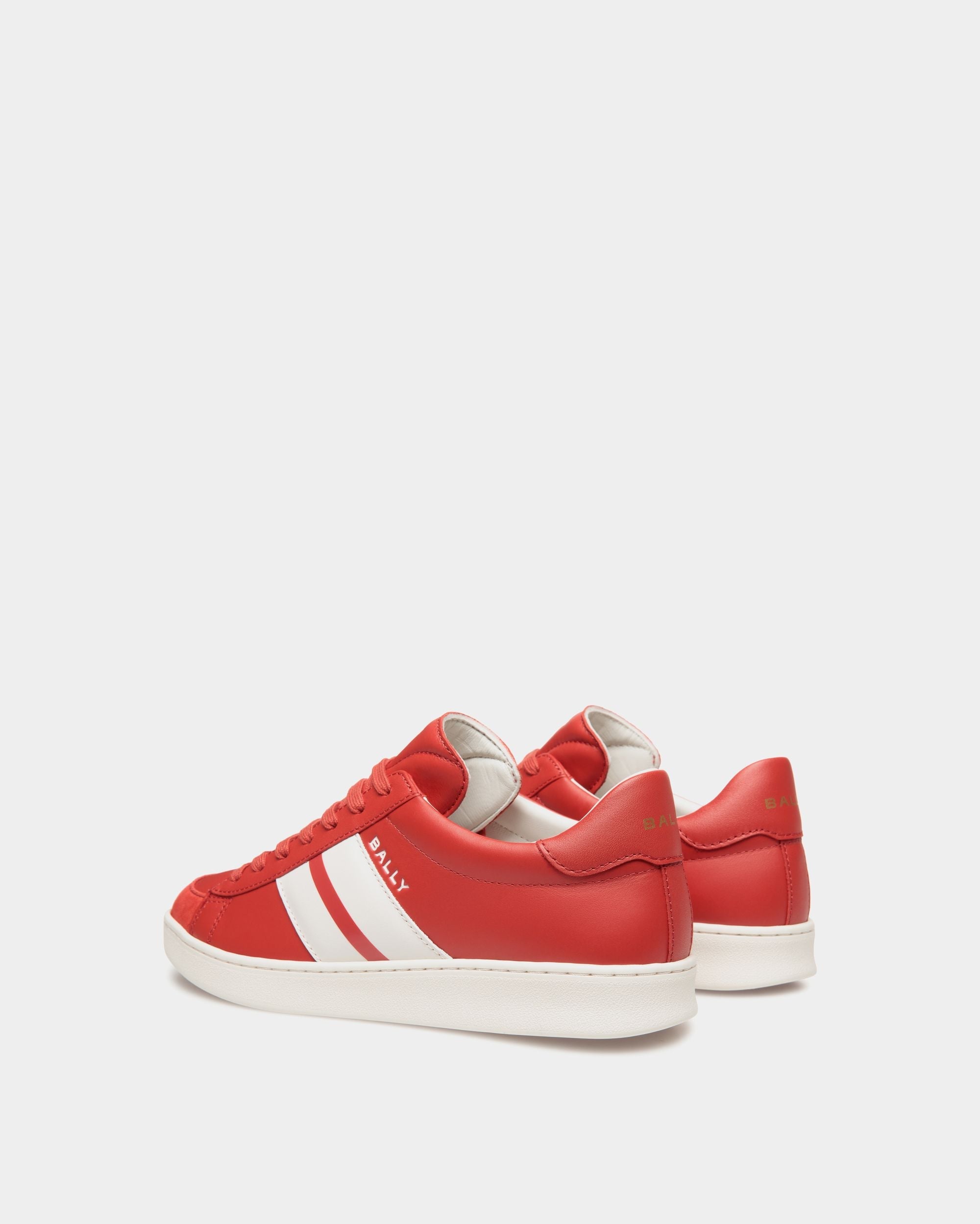 Bally Global - Tennis Sneaker In Candy Red And White Leather - Rouge