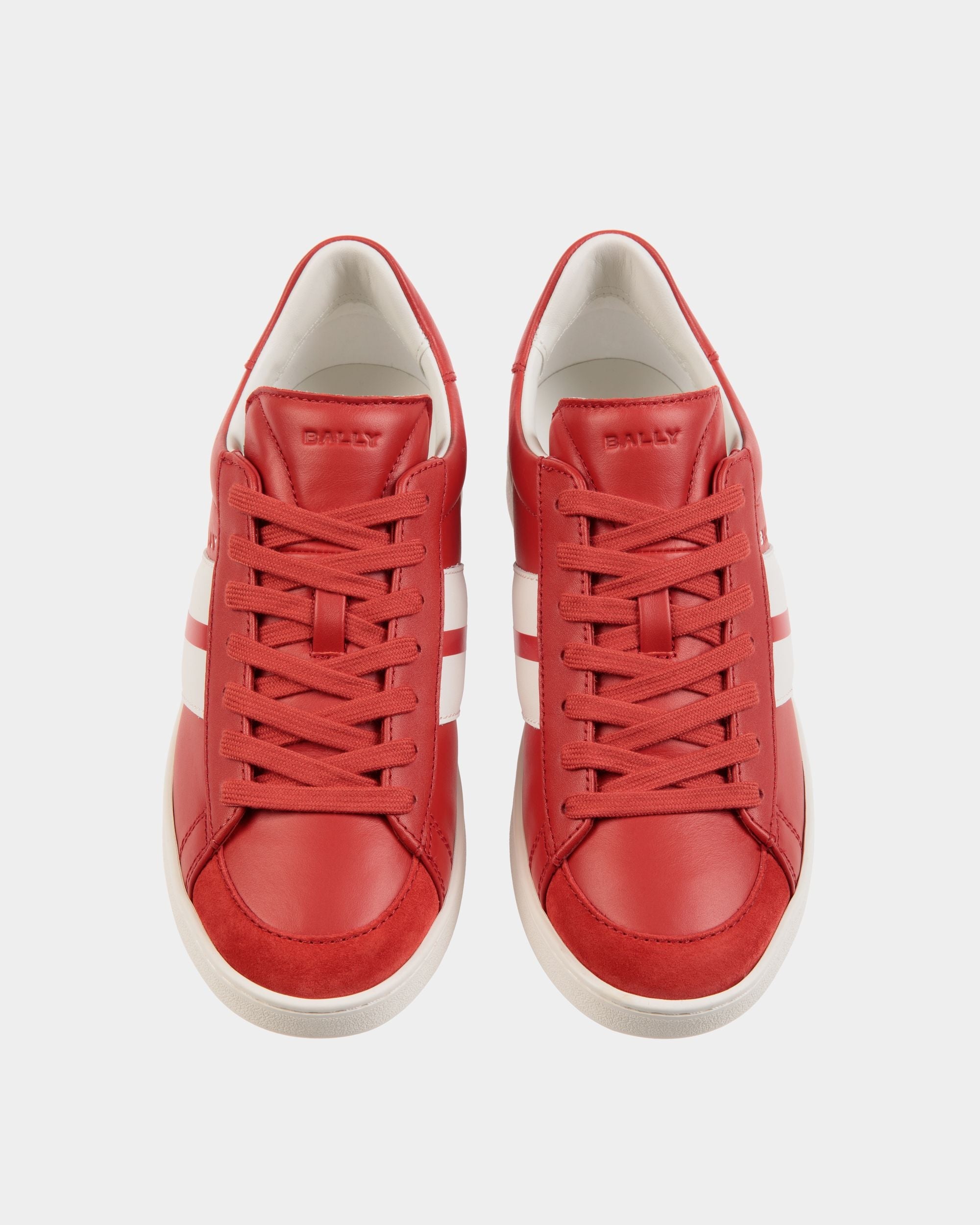 Bally Global - Tennis Sneaker In Candy Red And White Leather - Rouge