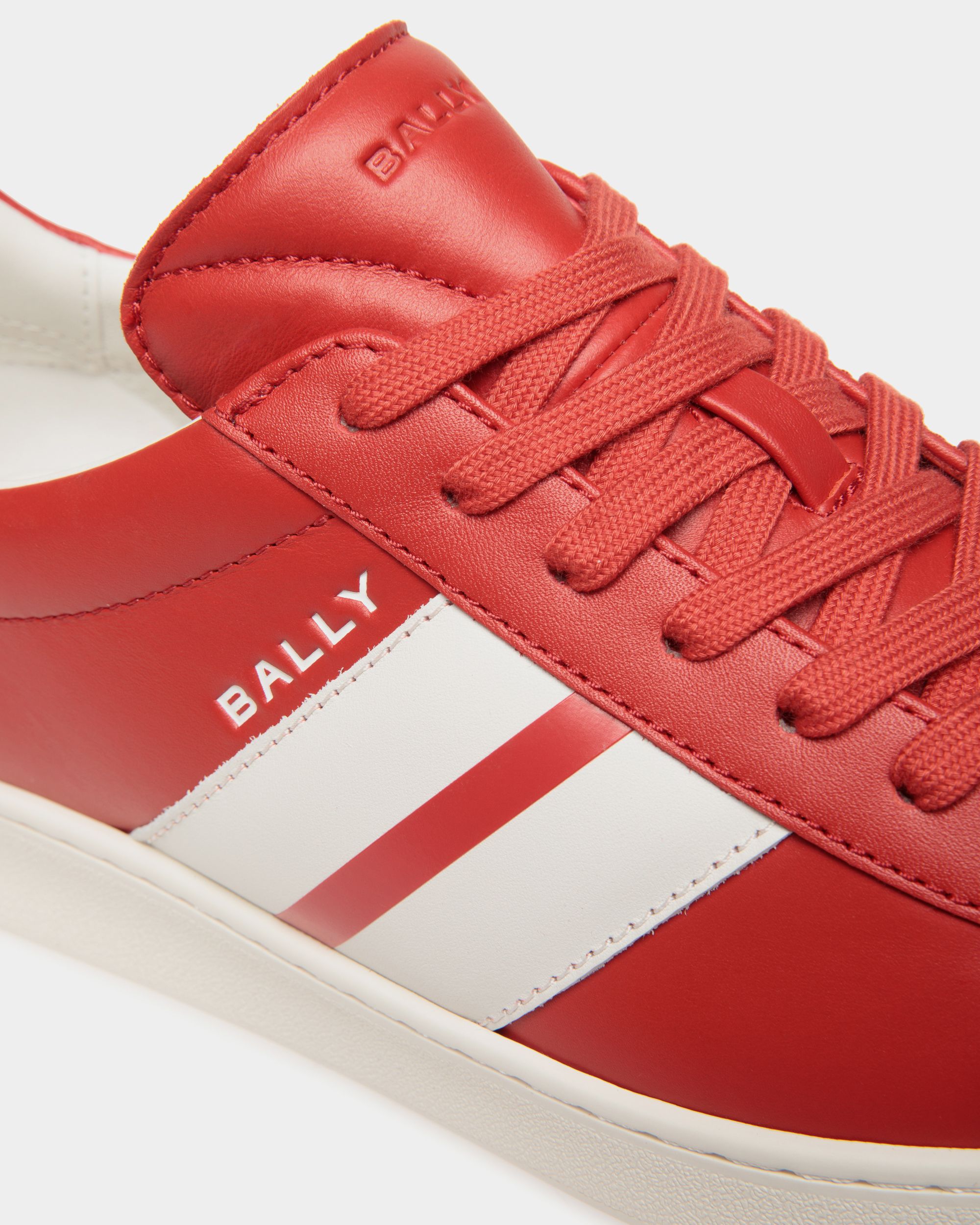 Bally Global - Tennis Sneaker In Candy Red And White Leather - Rouge