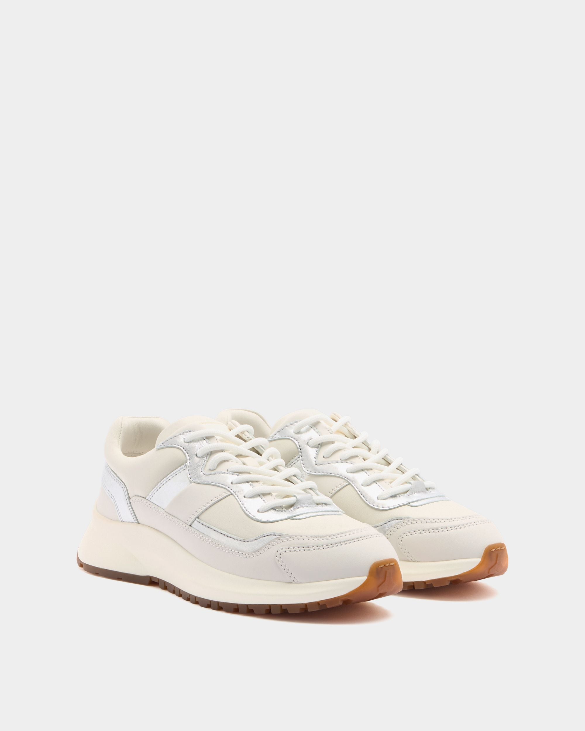Bally Global - Outline Sneaker in White and Silver Leather - White
