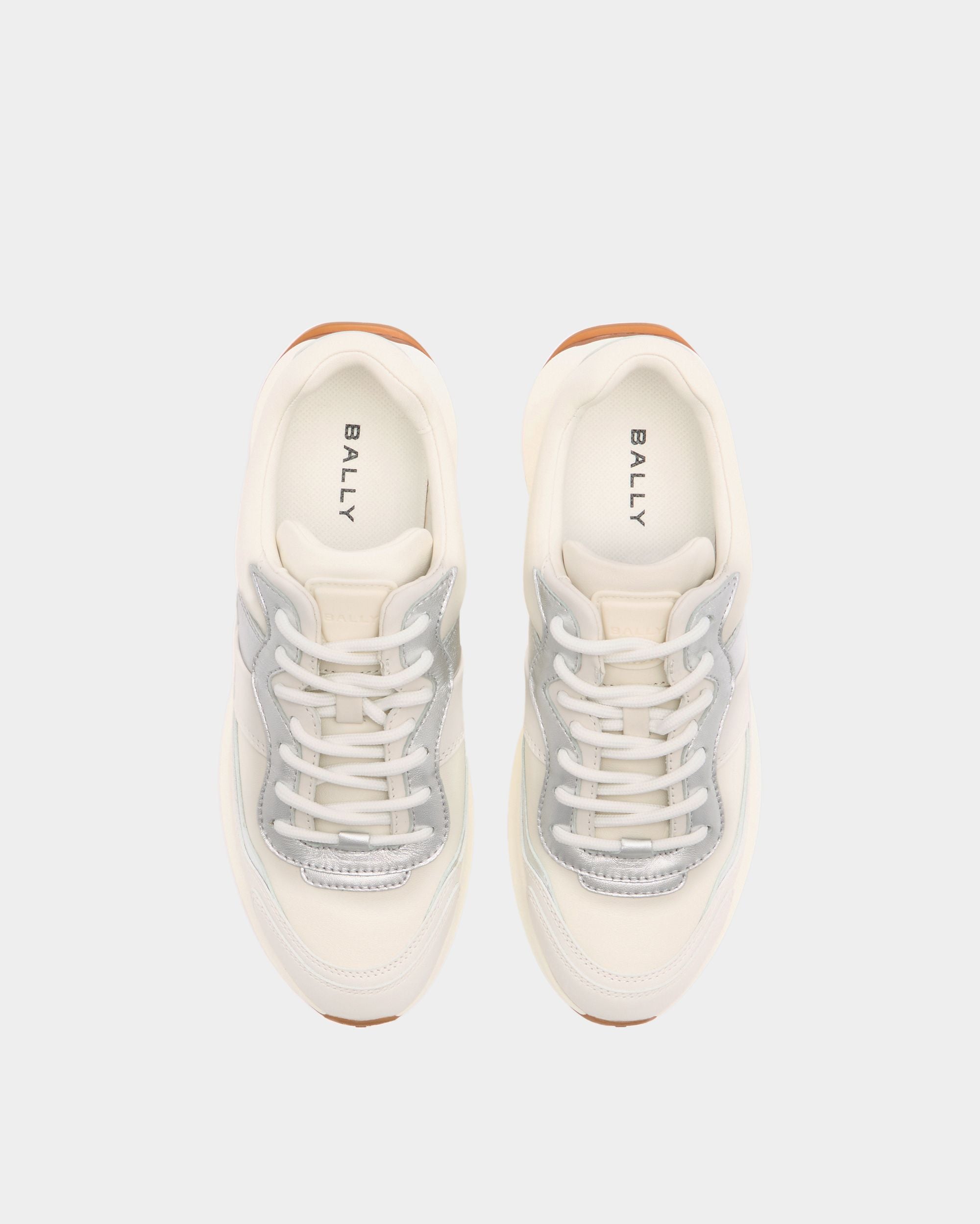 Bally Global - Outline Sneaker in White and Silver Leather - White