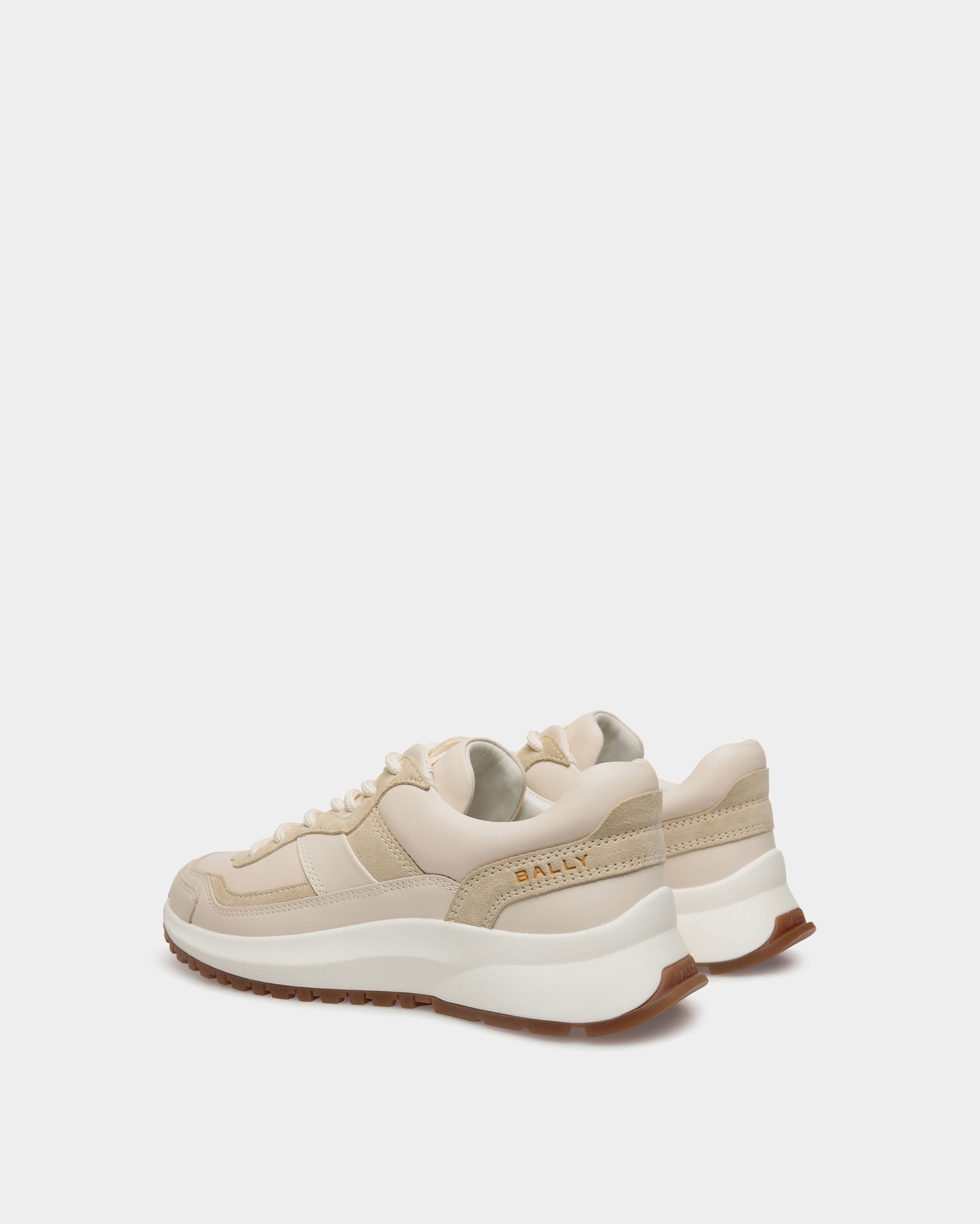 Bally Global - Outline Sneaker in Ivory and Champagne Leather - White