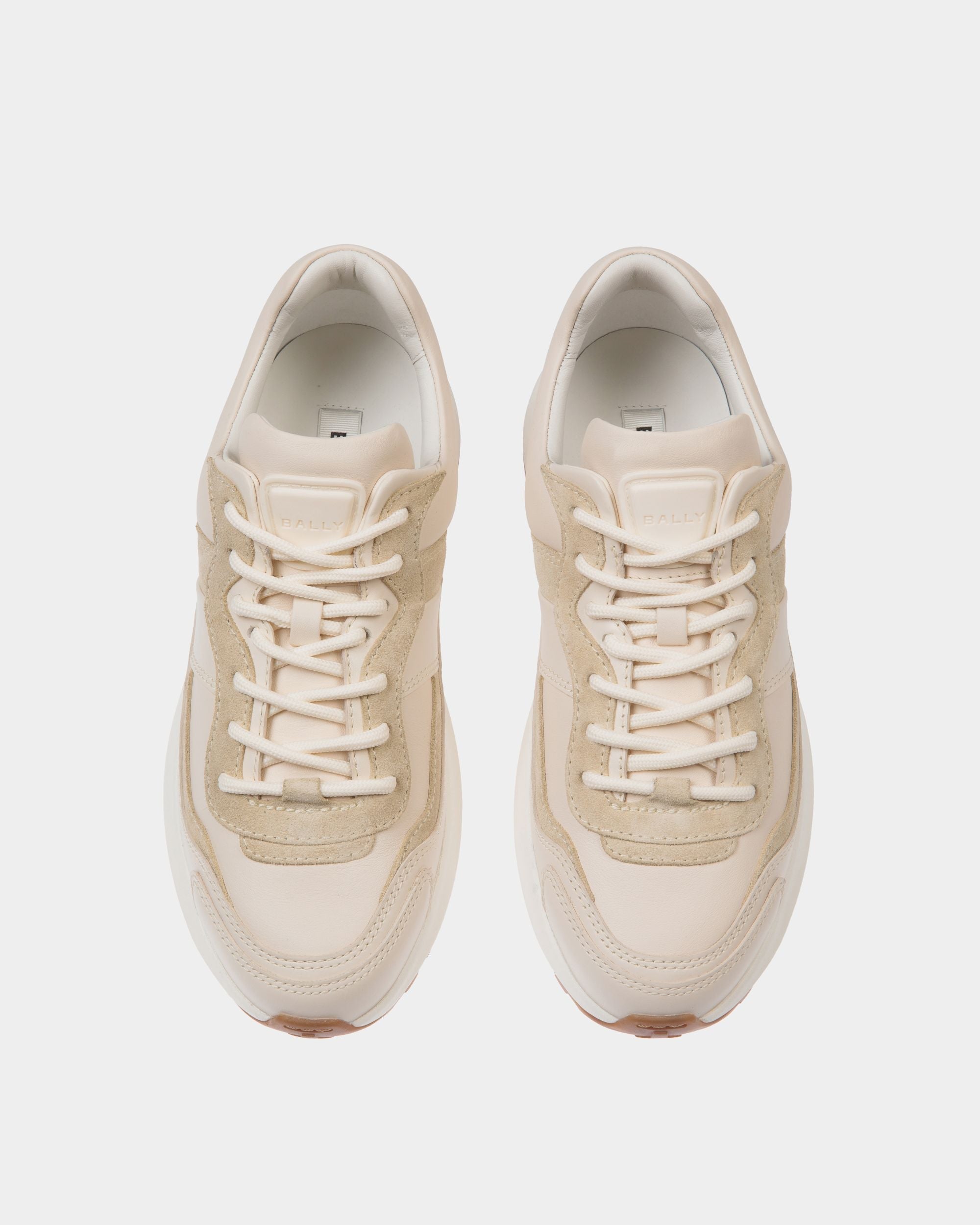 Bally Global - Outline Sneaker in Ivory and Champagne Leather - White